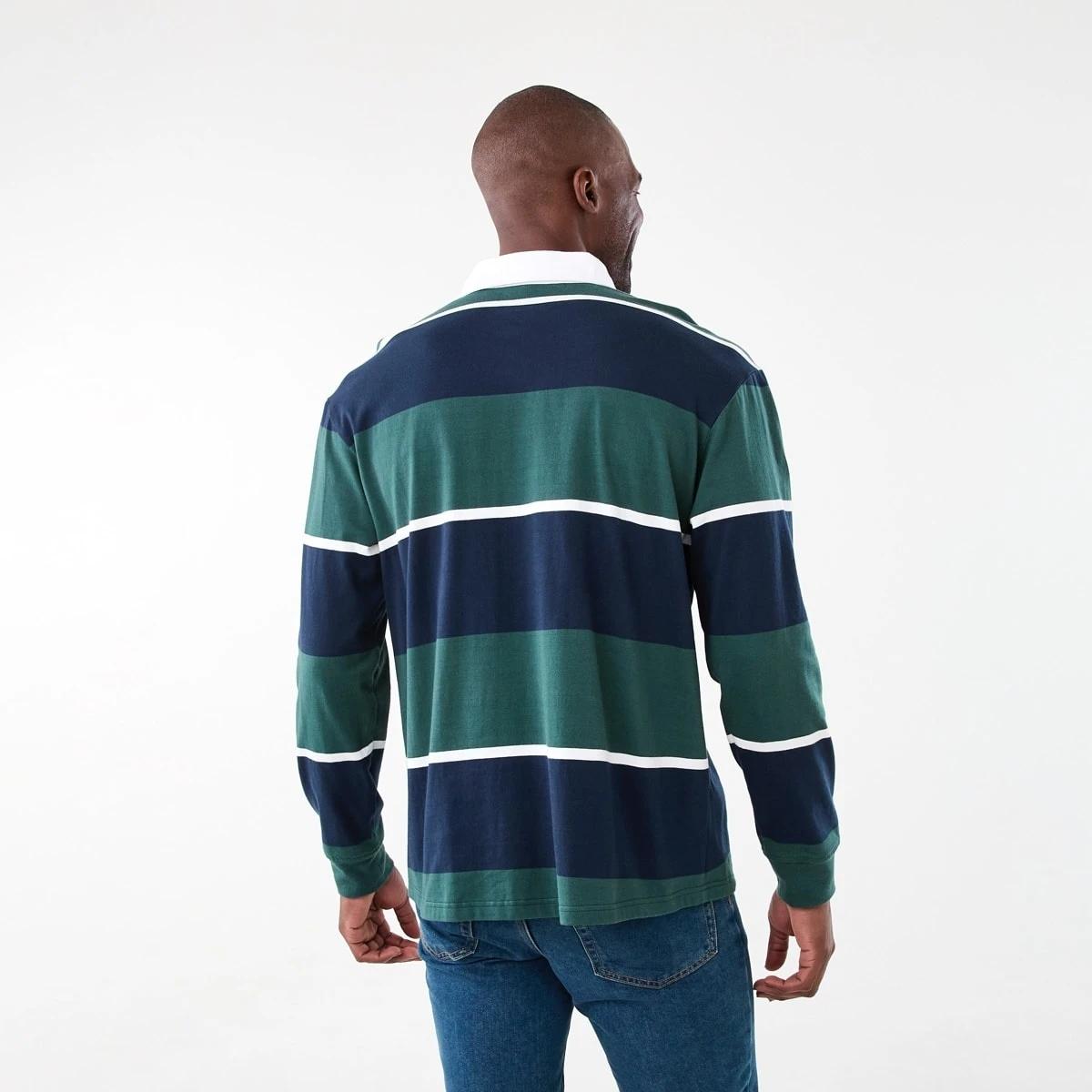 3 Long Sleeve Striped Rugby Shirt Grn Strp, 3 of 5