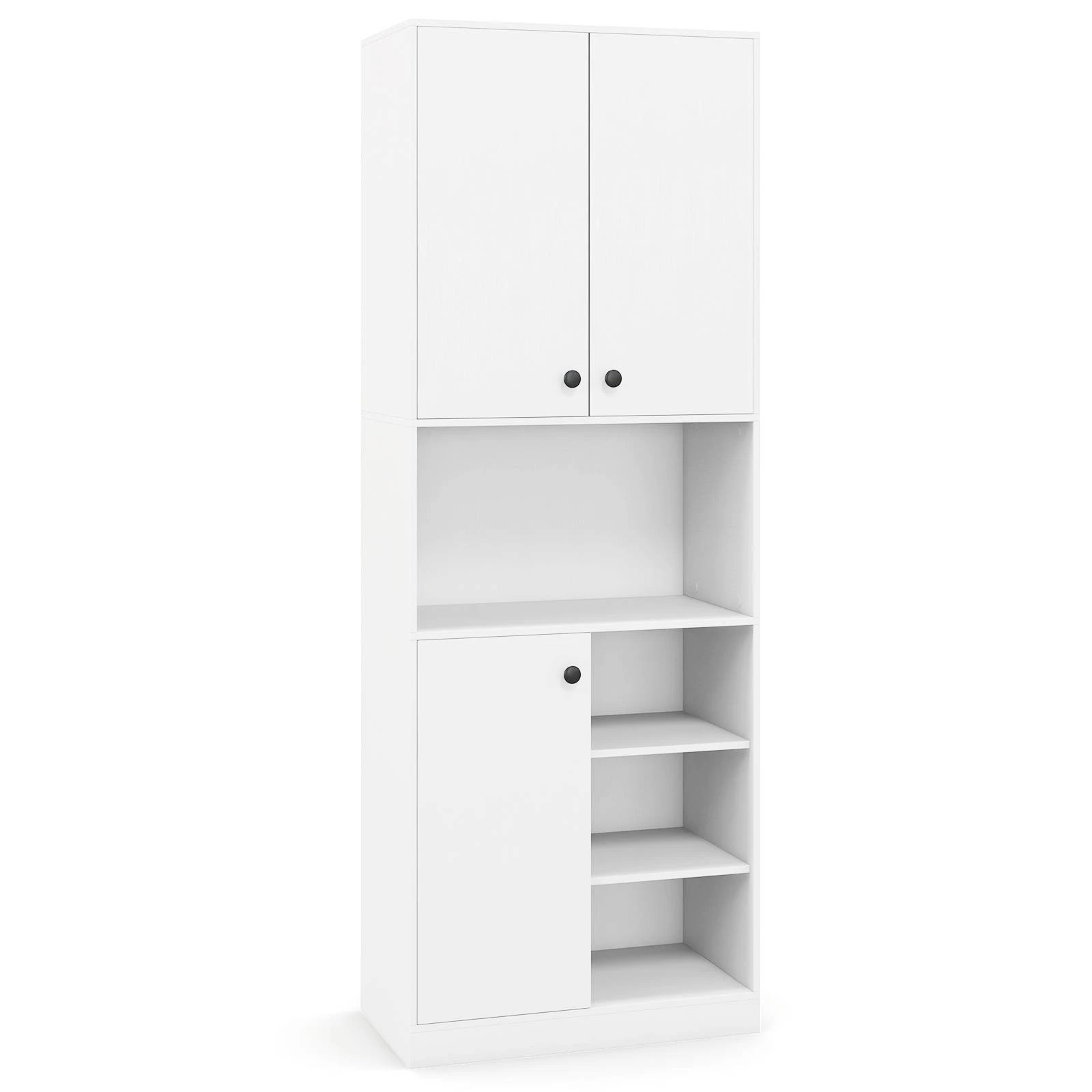 1 Costway 166cm Buffet Sideboard Kitchen Cupboard Pantry Storage Cabinet w/Doors - White, 1 of 2