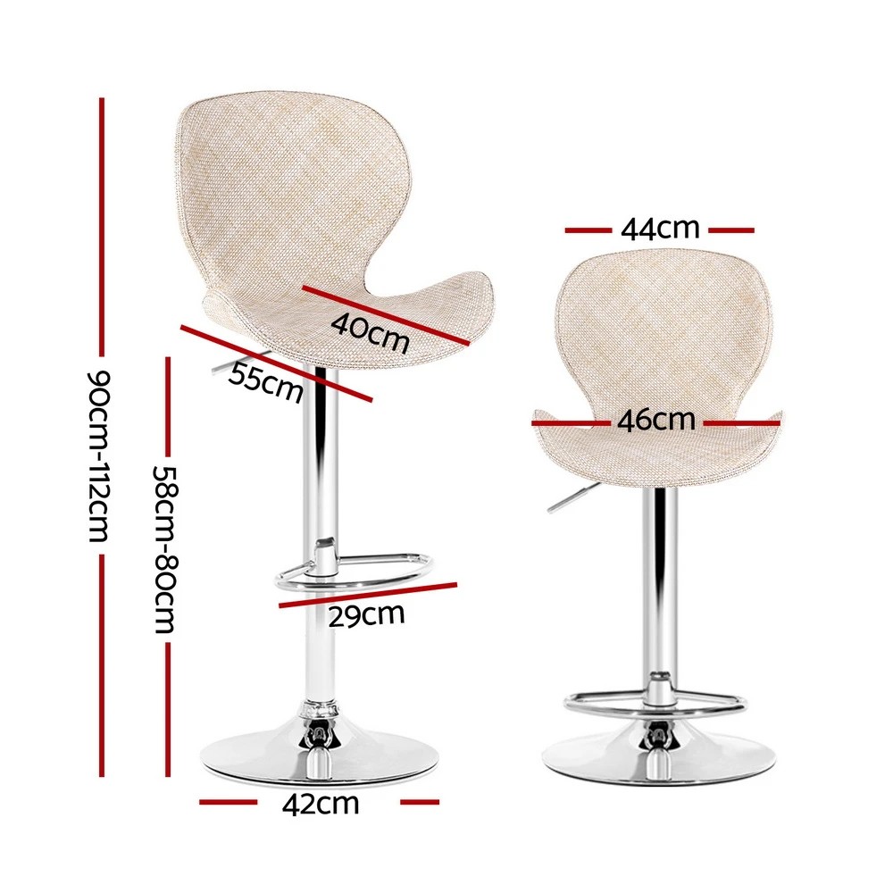 2 Artiss 4x Bar Stools Kitchen Swivel Gas Lift Counter Chair Wing PE Rattan - Beige, 2 of 6