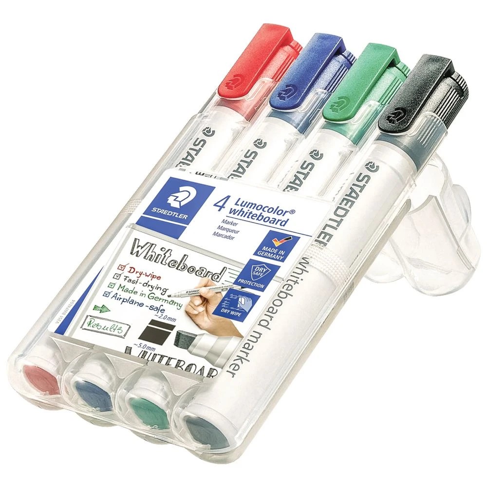 3 Staedtler Lumocolor Whiteboard Markers Chisel Assorted 4 Pack, 3 of 9