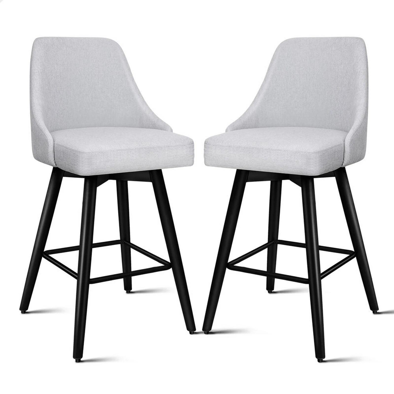 1 Alfordson 2x Swivel Bar Stools Kitchen Dining Chair Cafe Metal - Grey, 1 of 10