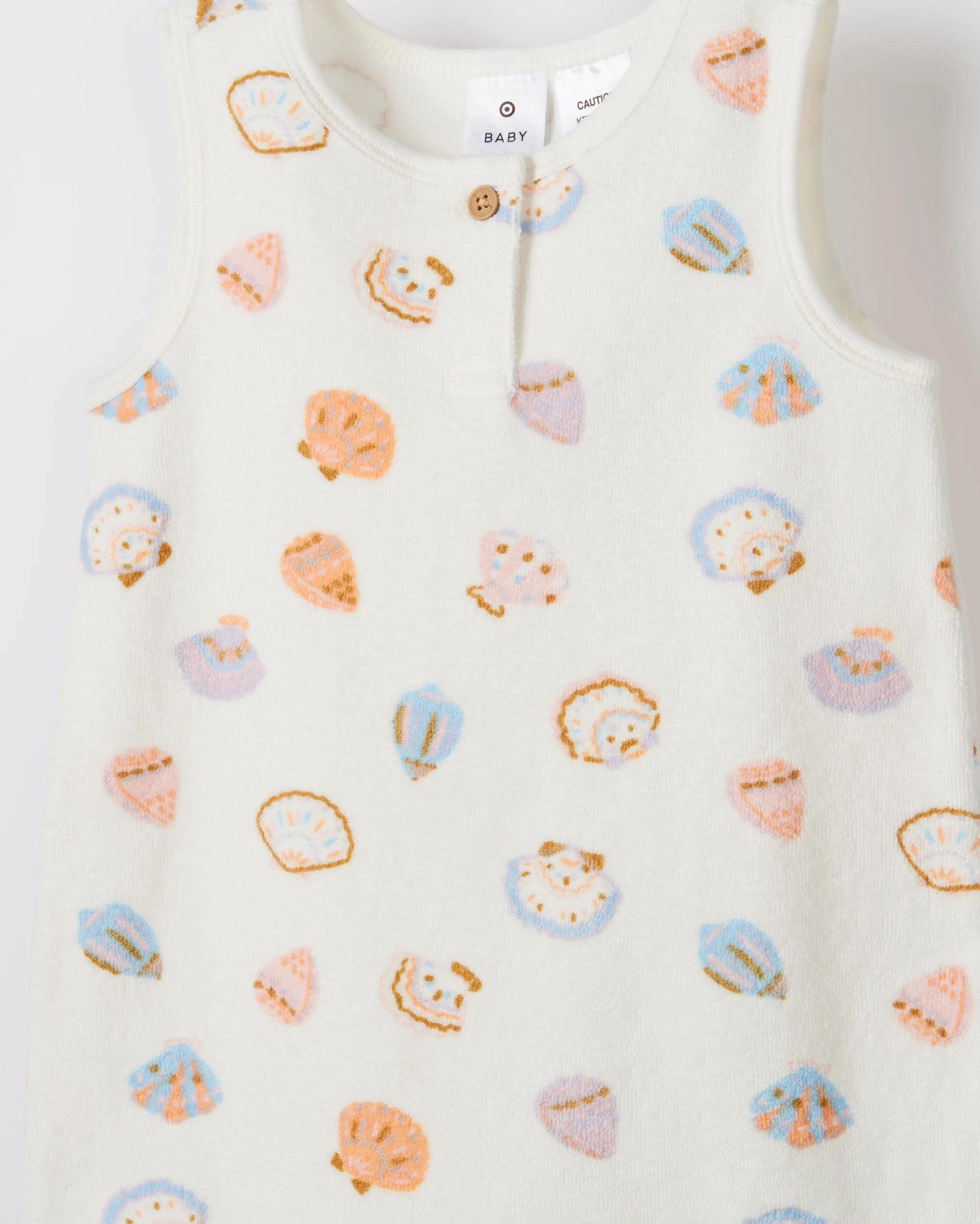 2 Target Organic Cotton Baby Terry Short Romper SEASHELLS, 2 of 3