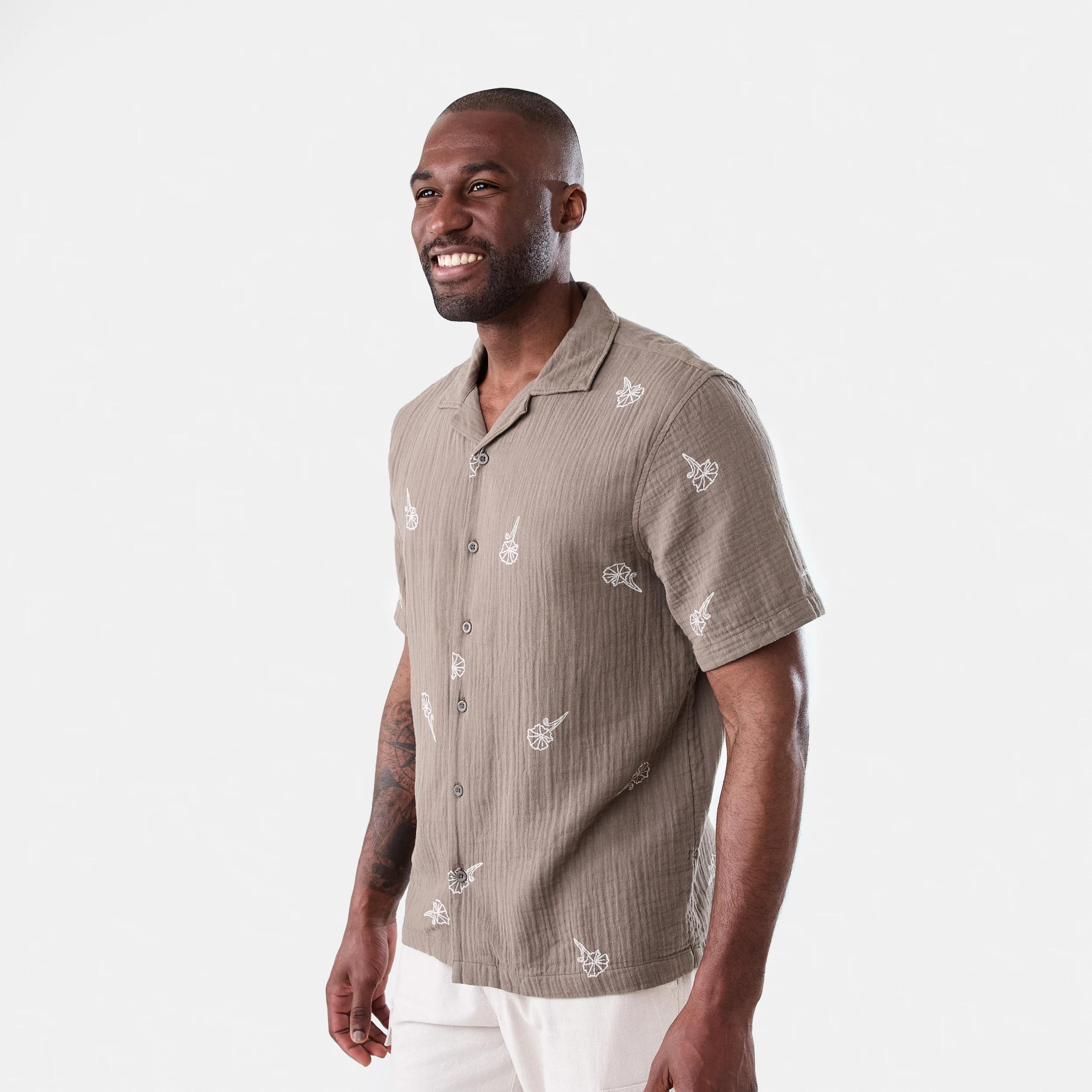 2 Short Sleeve Double Cloth Print Shirt EAGLE BROWN, 2 of 6