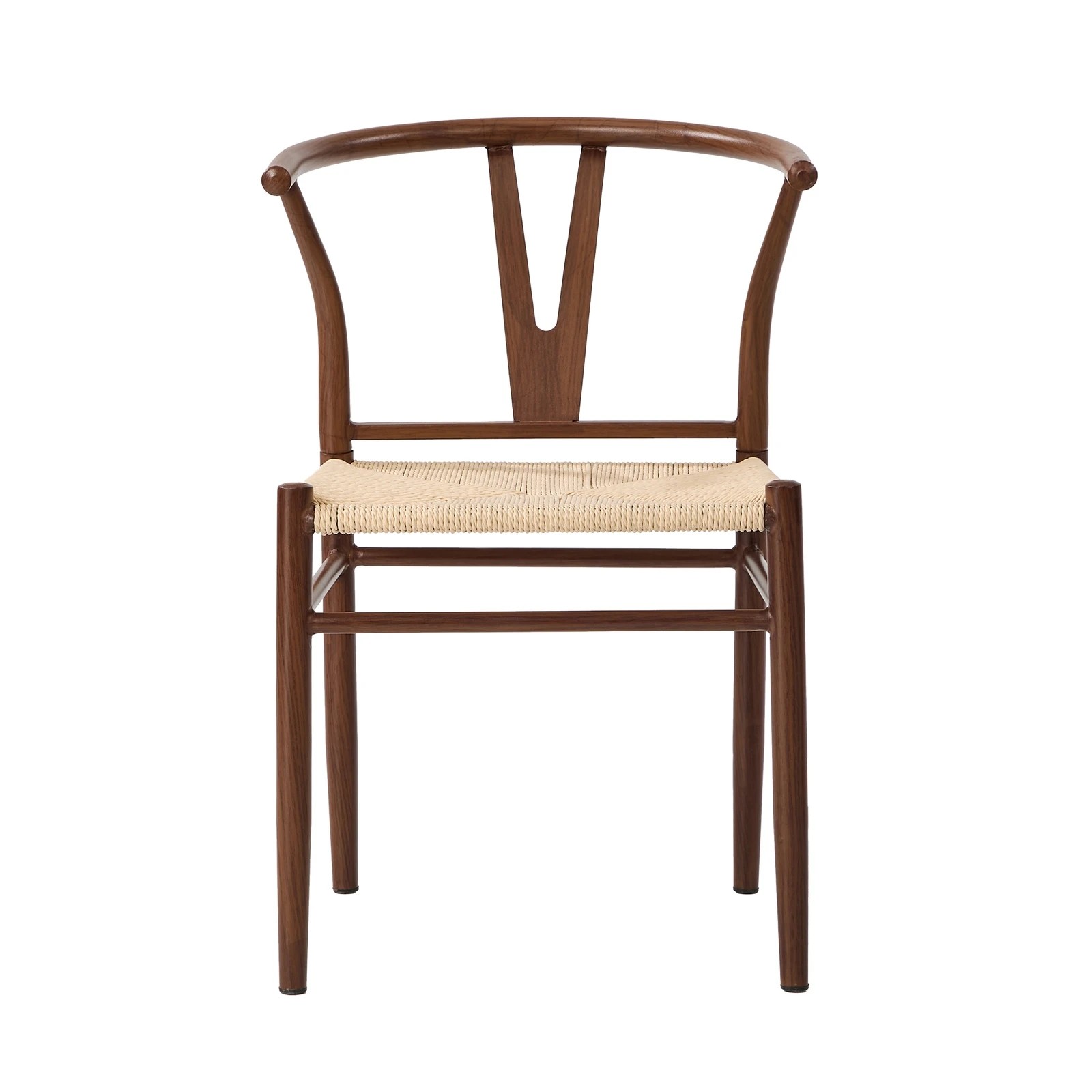 7 Oikiture 2x Dining Chair Metal Hans Wegner Chair Wishbone Cafe Lounge -Walnut, 7 of 9
