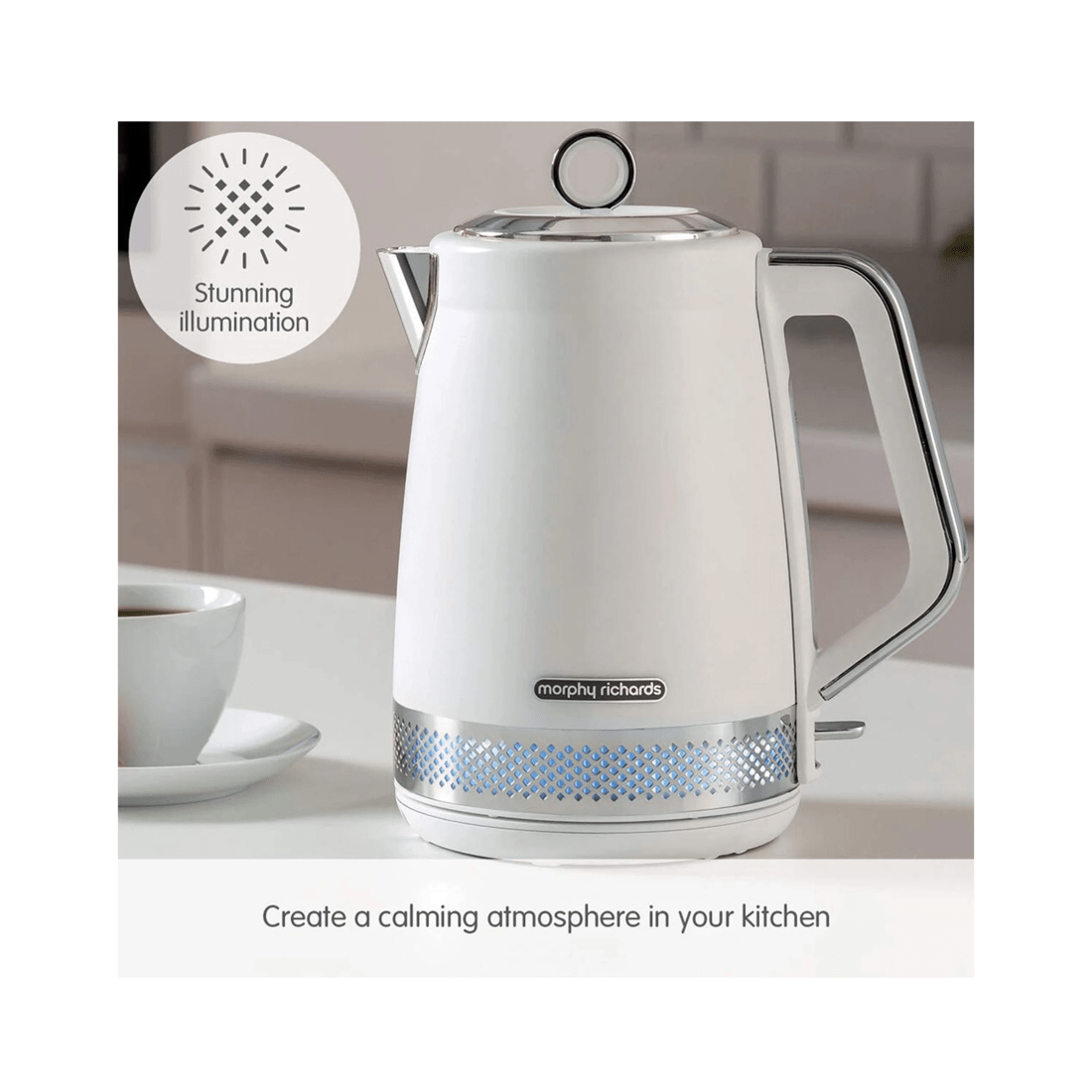 5 Morphy Richards Illumination 1.7 L Electric Kettle 2200w Water Boiling Jug - White, 5 of 10