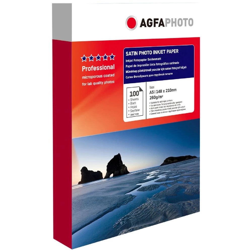 1 AGFA A5 Satin Photo Paper Inkjet 260gsm 100 Pack, 1 of 1