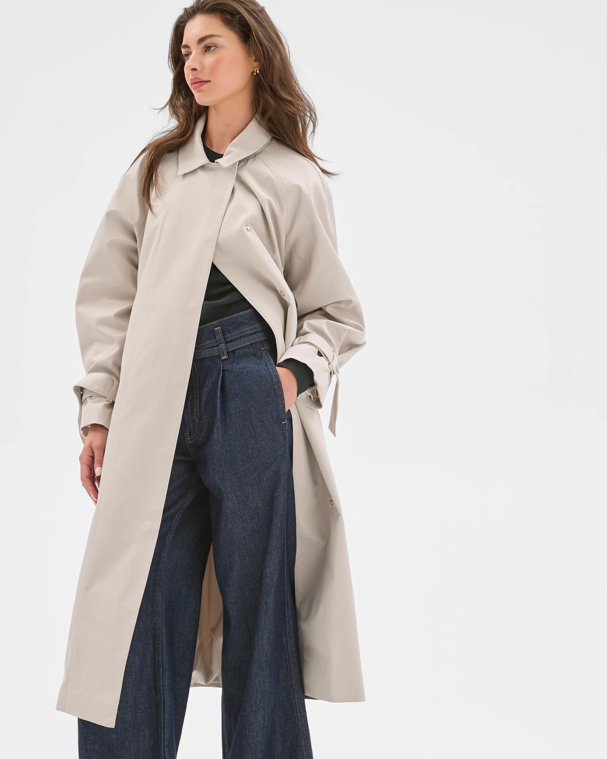 2 Target Petites Petites Statement Trench Coat FOG BEIGE, 2 of 7