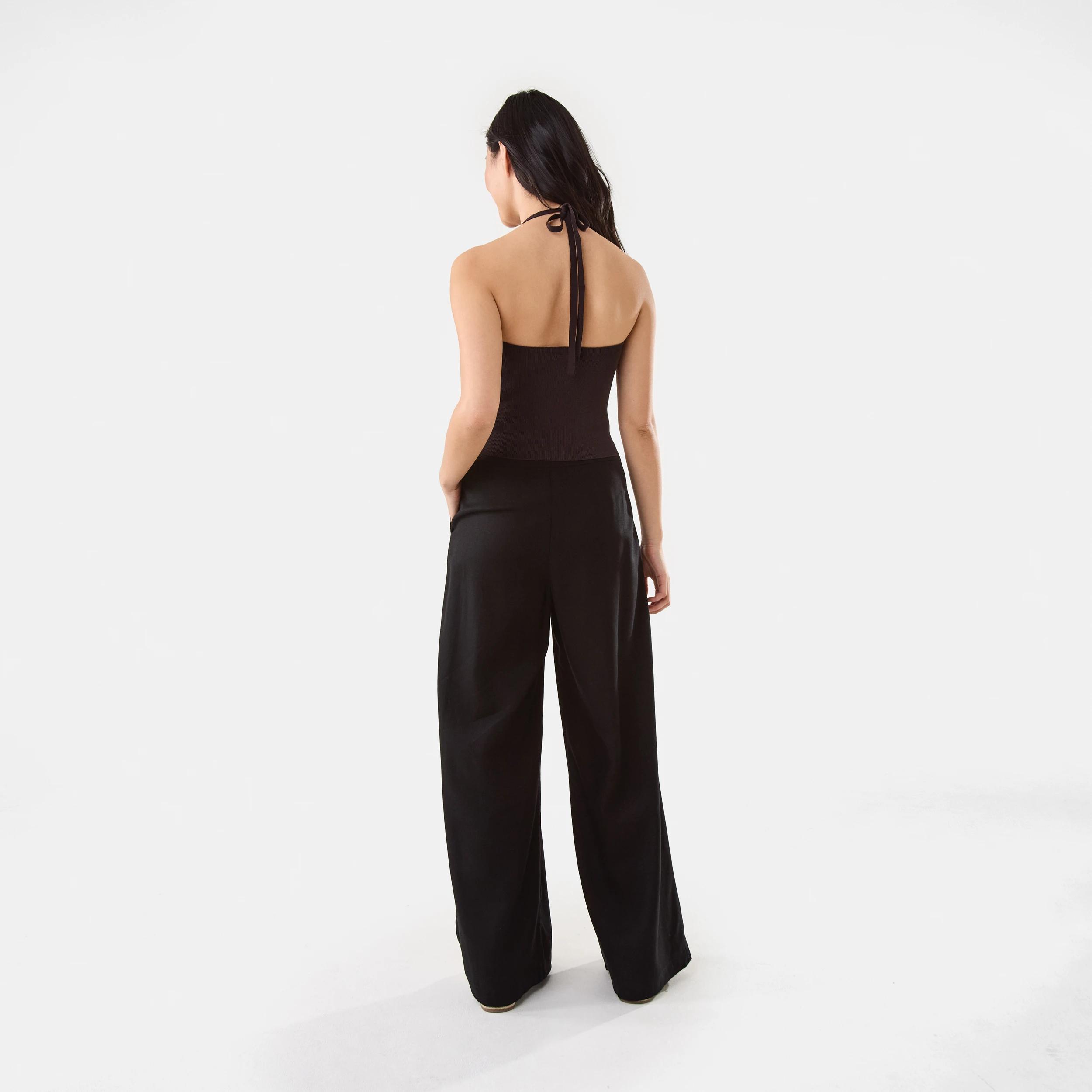4 Linen Blend Palazzo Pants Black, 4 of 10