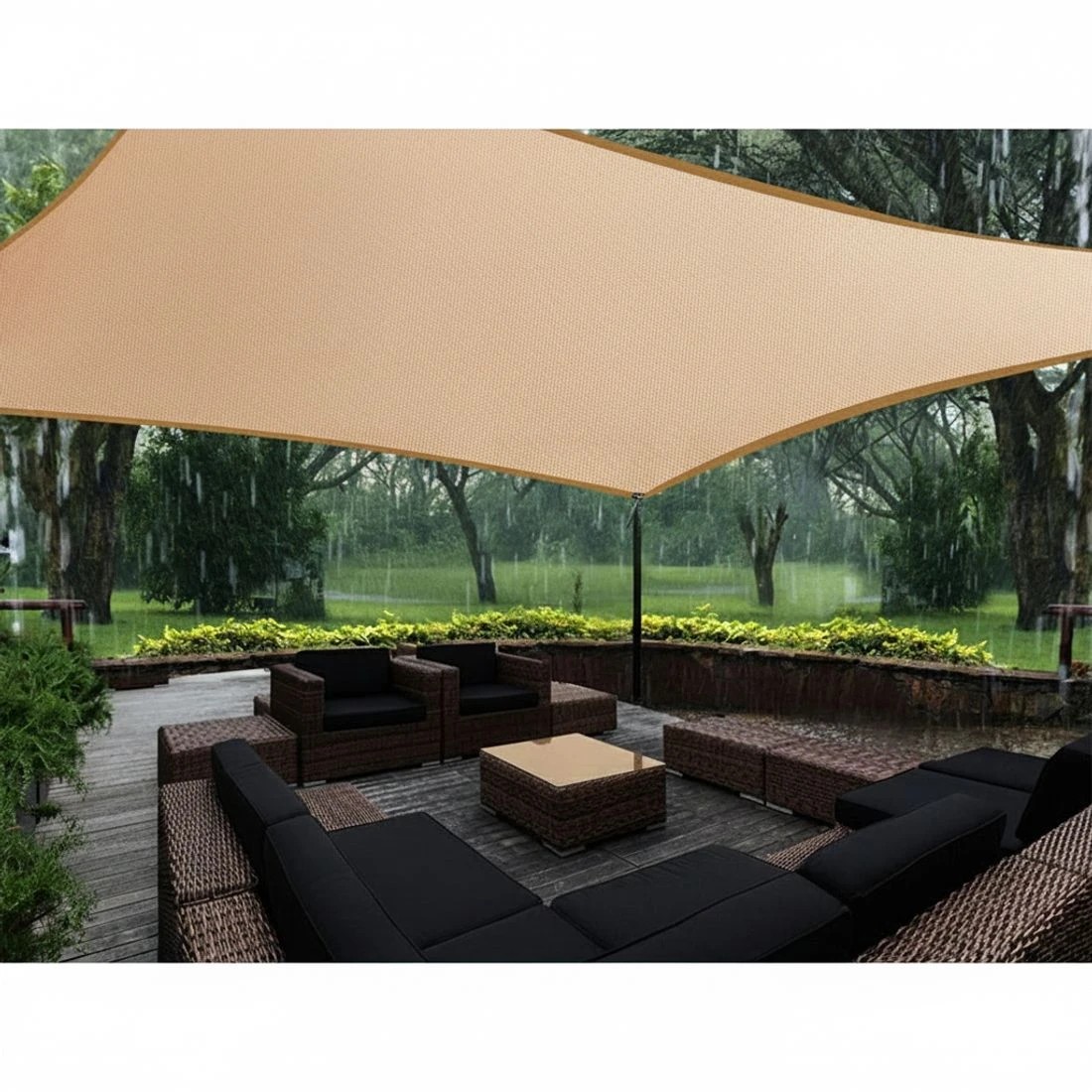 5 Instahut Waterproof Shade Sail 3x6m Rectangle Sand 95% Shade - Beige, 5 of 6