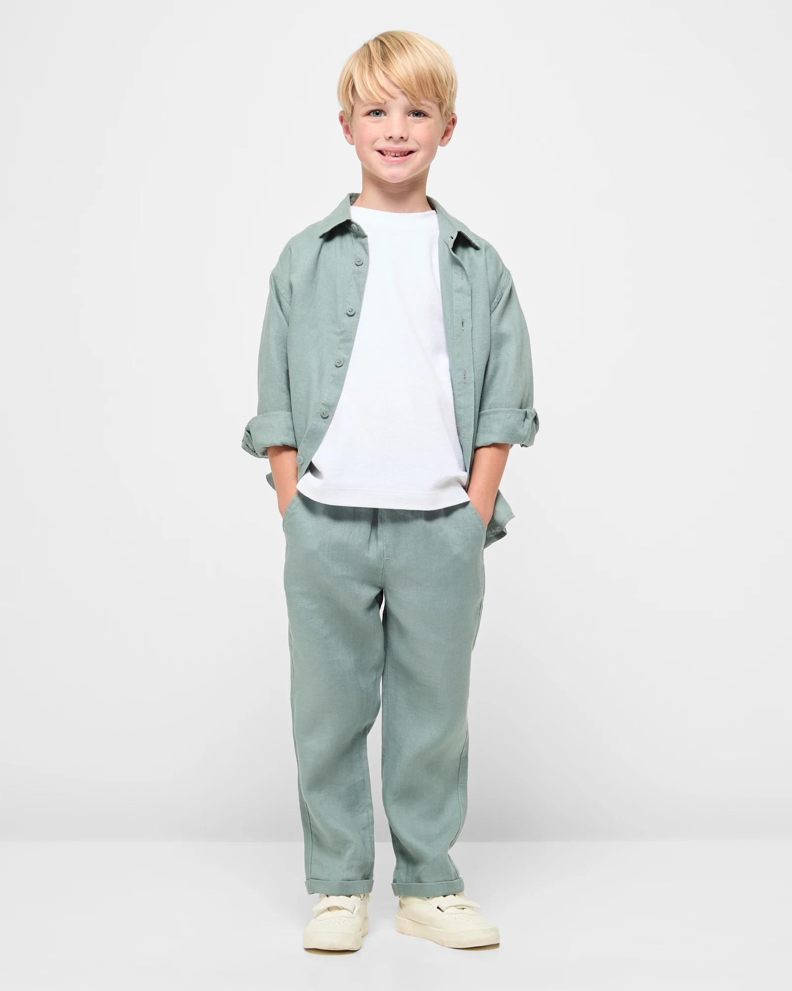 2 Target European Linen Shirt GREEN, 2 of 7