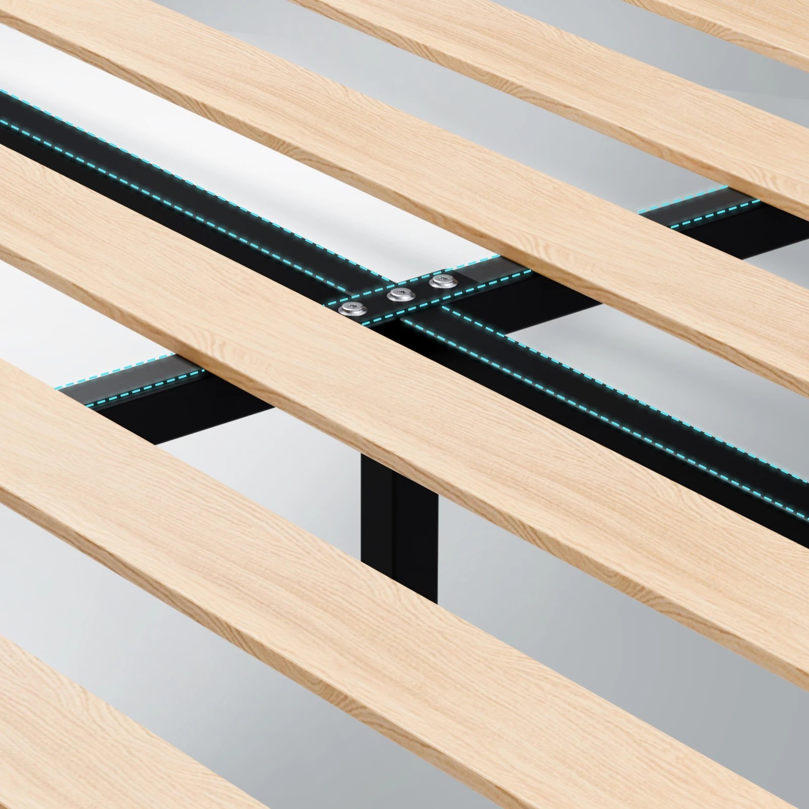 7 Alfordson Bed Frame Double Size Tufted Headboard Modern Leather Meduna - Black, 7 of 9