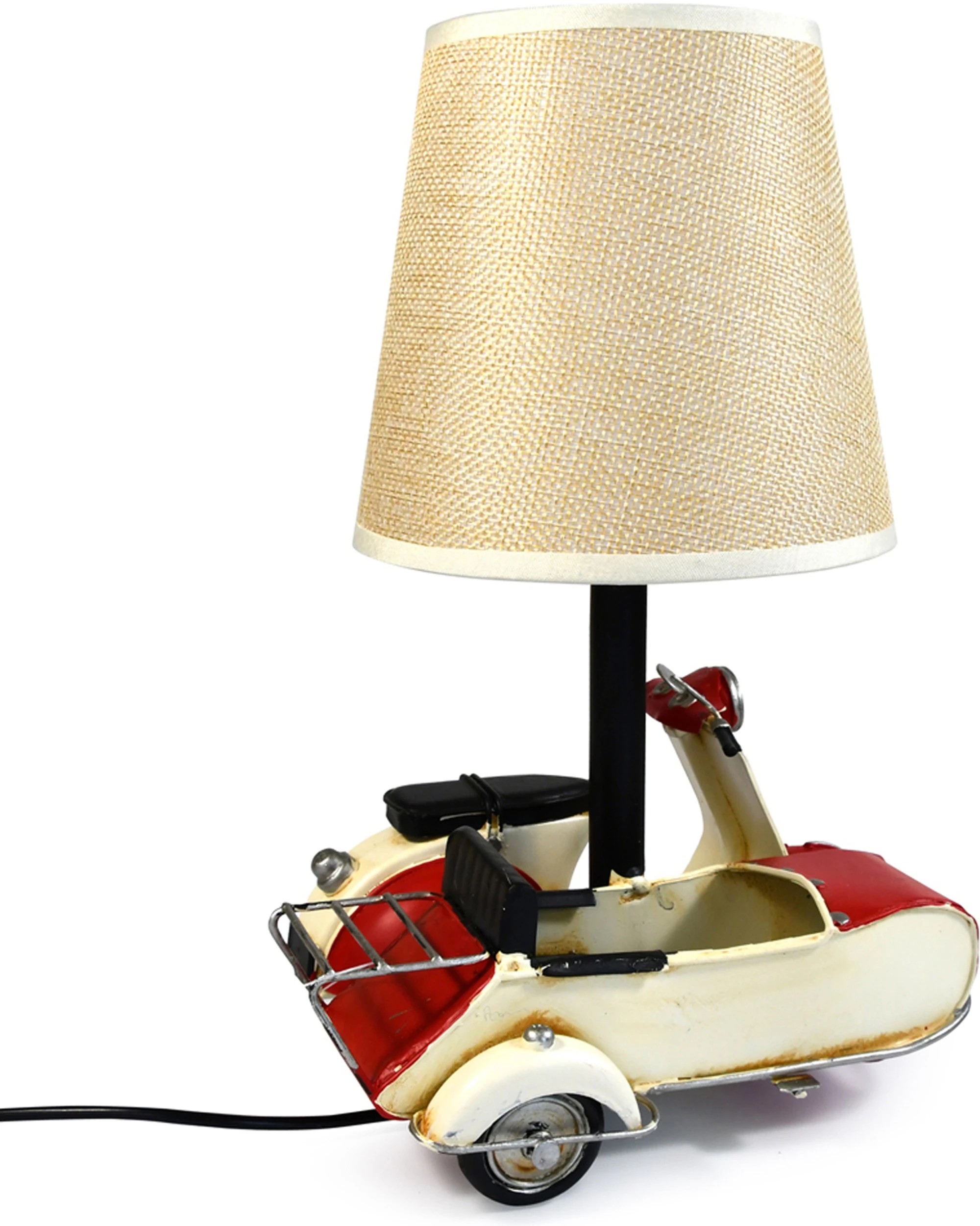 6 Auto Petit USB LED Lamp Scooter & Sidecar Home Decor 18x26cm - Red, 6 of 7