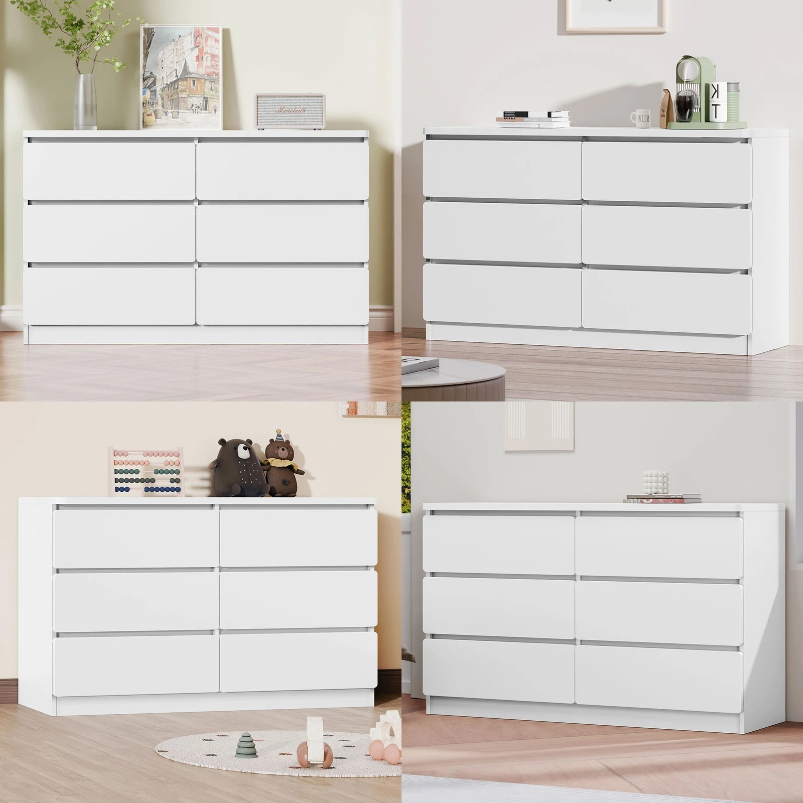 4 Alfordson 6 Chest of Drawers Minimalist Storage Cabinet Dresser - White, 4 of 10
