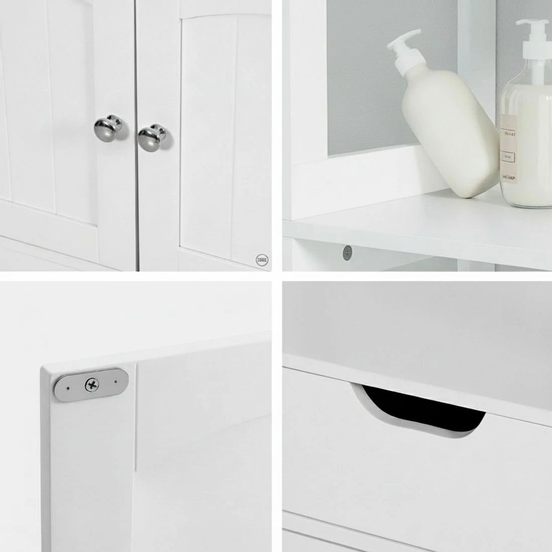 7 Artiss Bathroom Floor Storage Cabinet with 2 Drawers 3 Open Shelves 2 Doors - White, 7 of 8