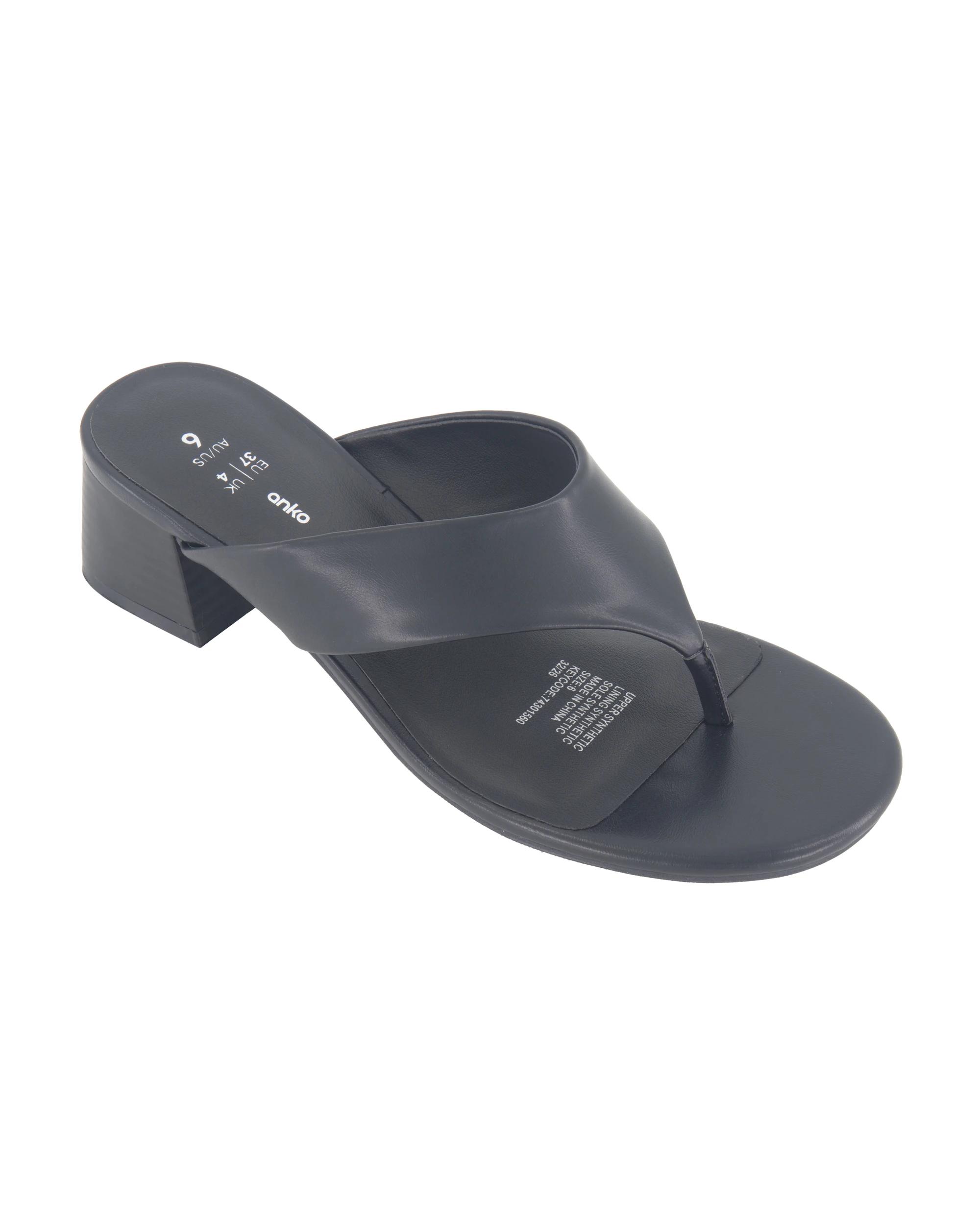 5 Toe Post Block Heels Black, 5 of 5