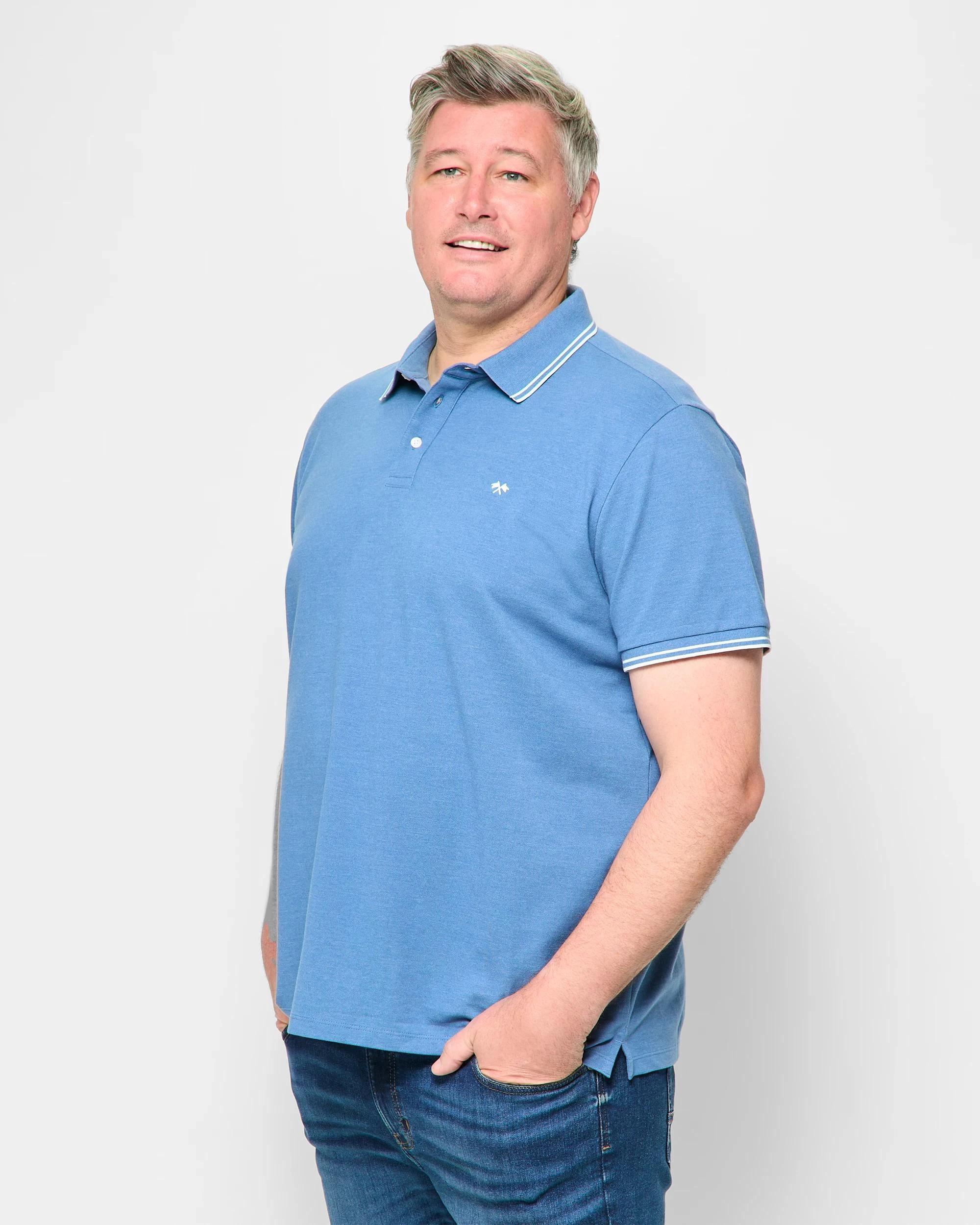 3 Target Man Plus Plus Size Australian Cotton Pique Polo T-Shirt BLUE, 3 of 5