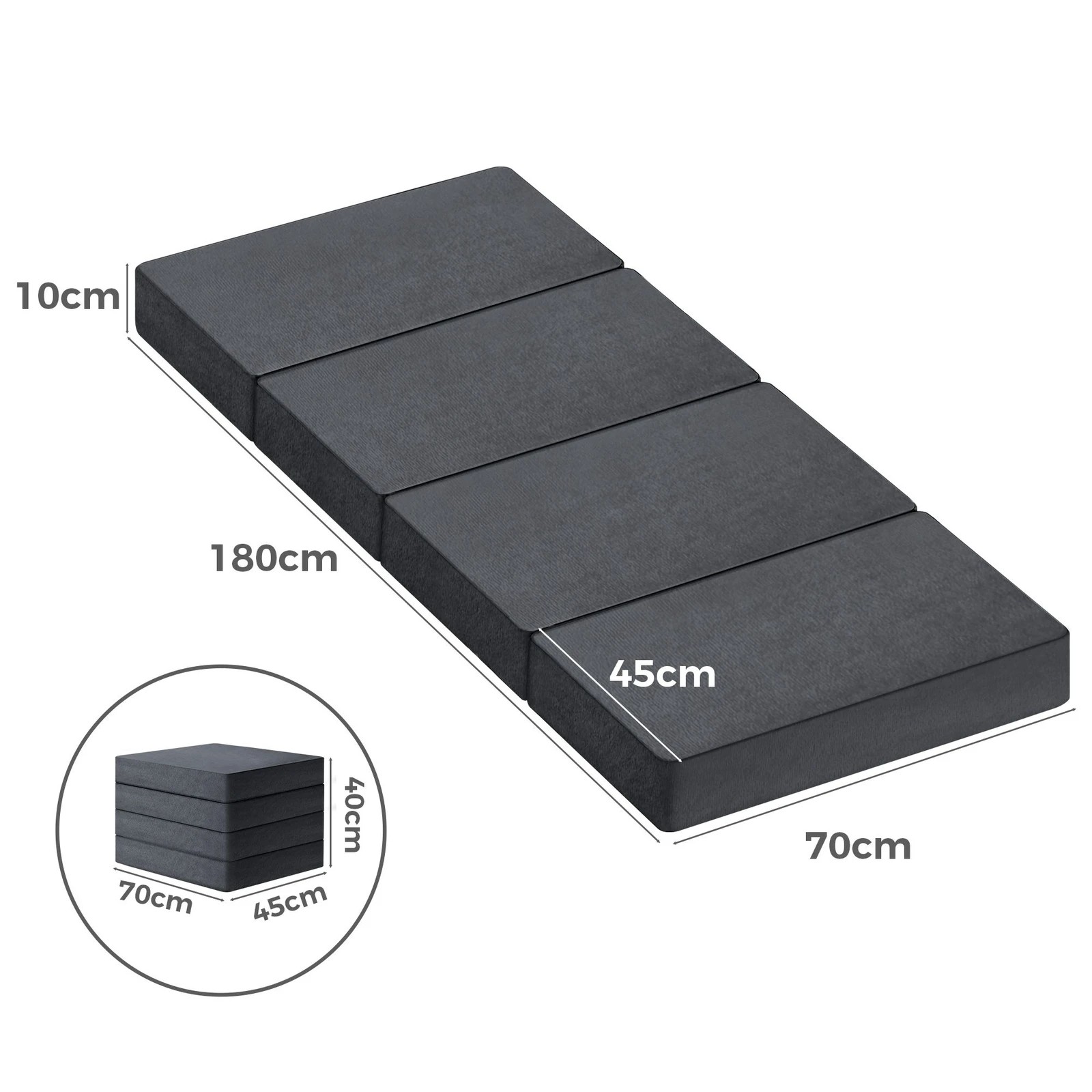 3 Starry Eucalypt Foldable Mattress Folding Foam Camping 70X180CM - Grey, 3 of 4