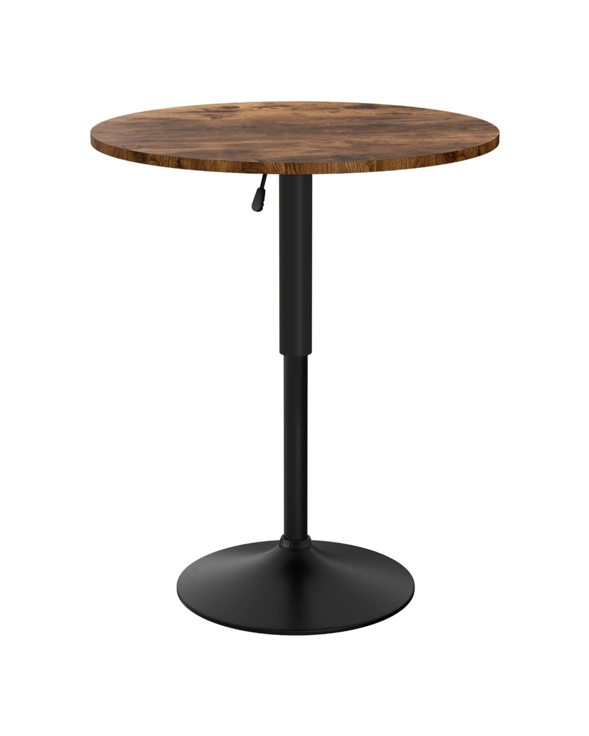 3 Artiss Height Adjustable Bar Table 360 Swivel Round Gaslift Design 60cm Rustic - Brown, 3 of 7