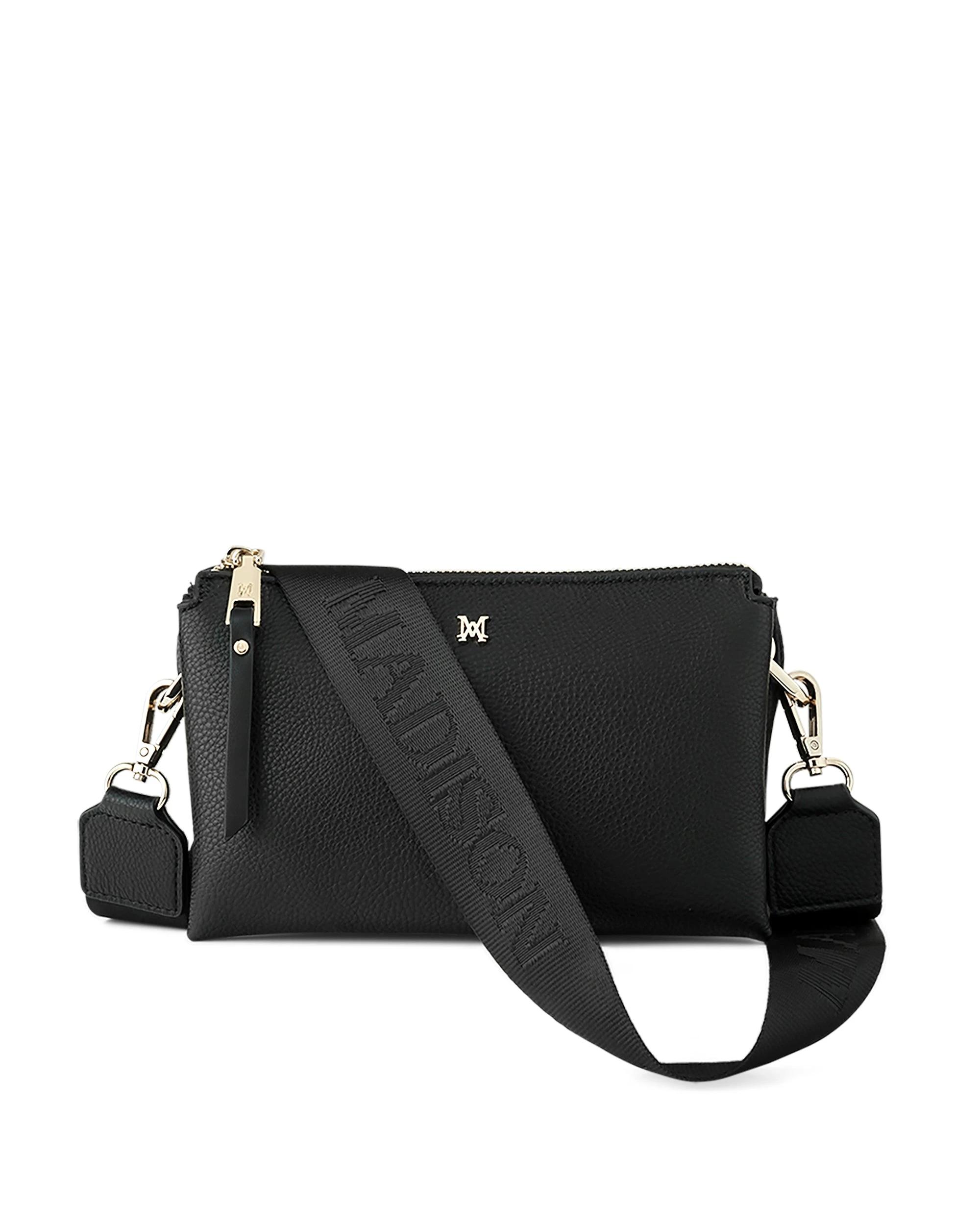 1 Madison Accessories Josie Small 3 Compartment Crossbody Bag BLACK, 1 of 8