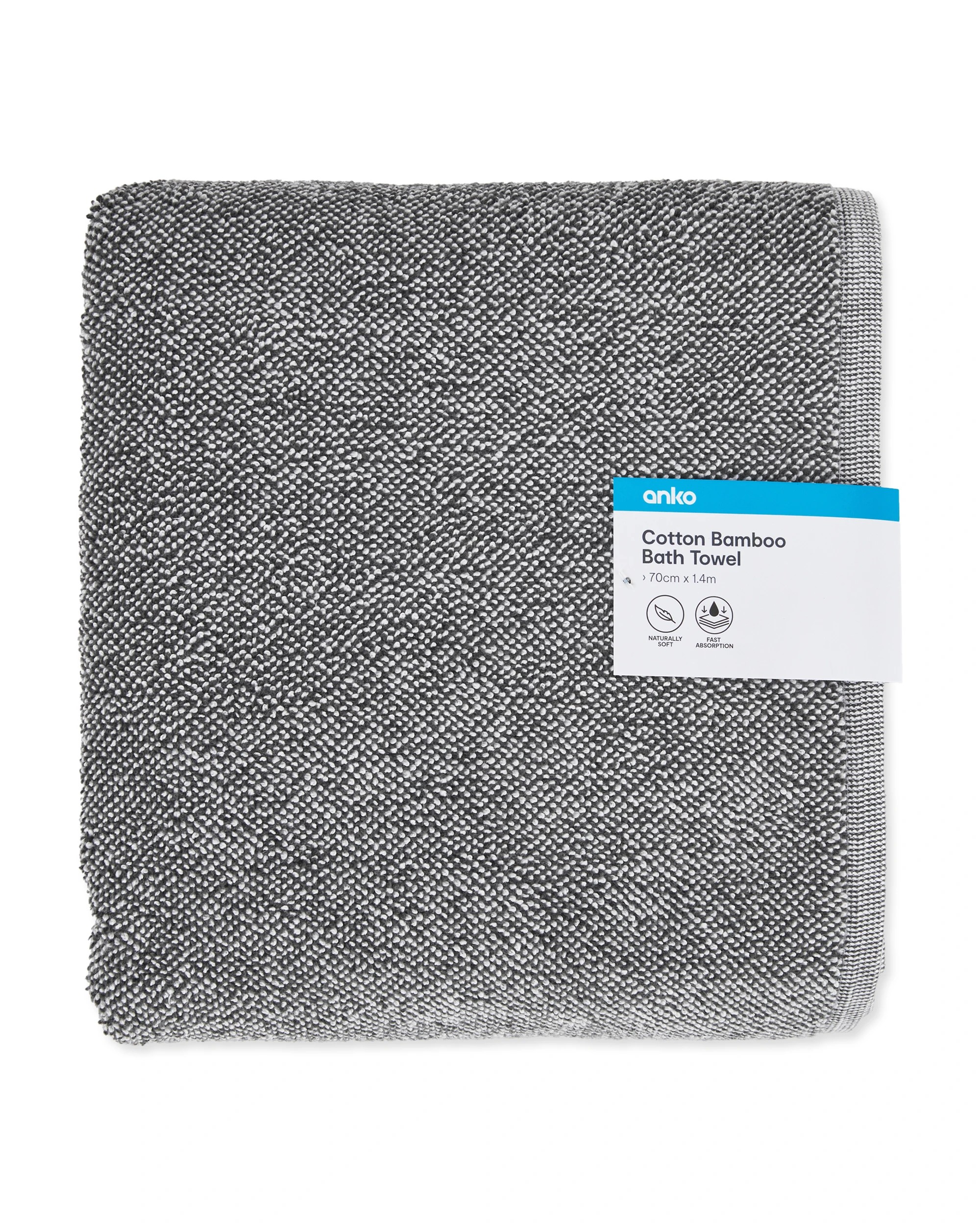5 Cotton Bamboo Bath Towel - Grey, 5 of 5