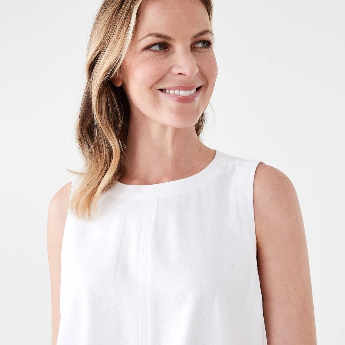 4 Sleeveless Linen Blend Swing Tank WHITE, 4 of 5