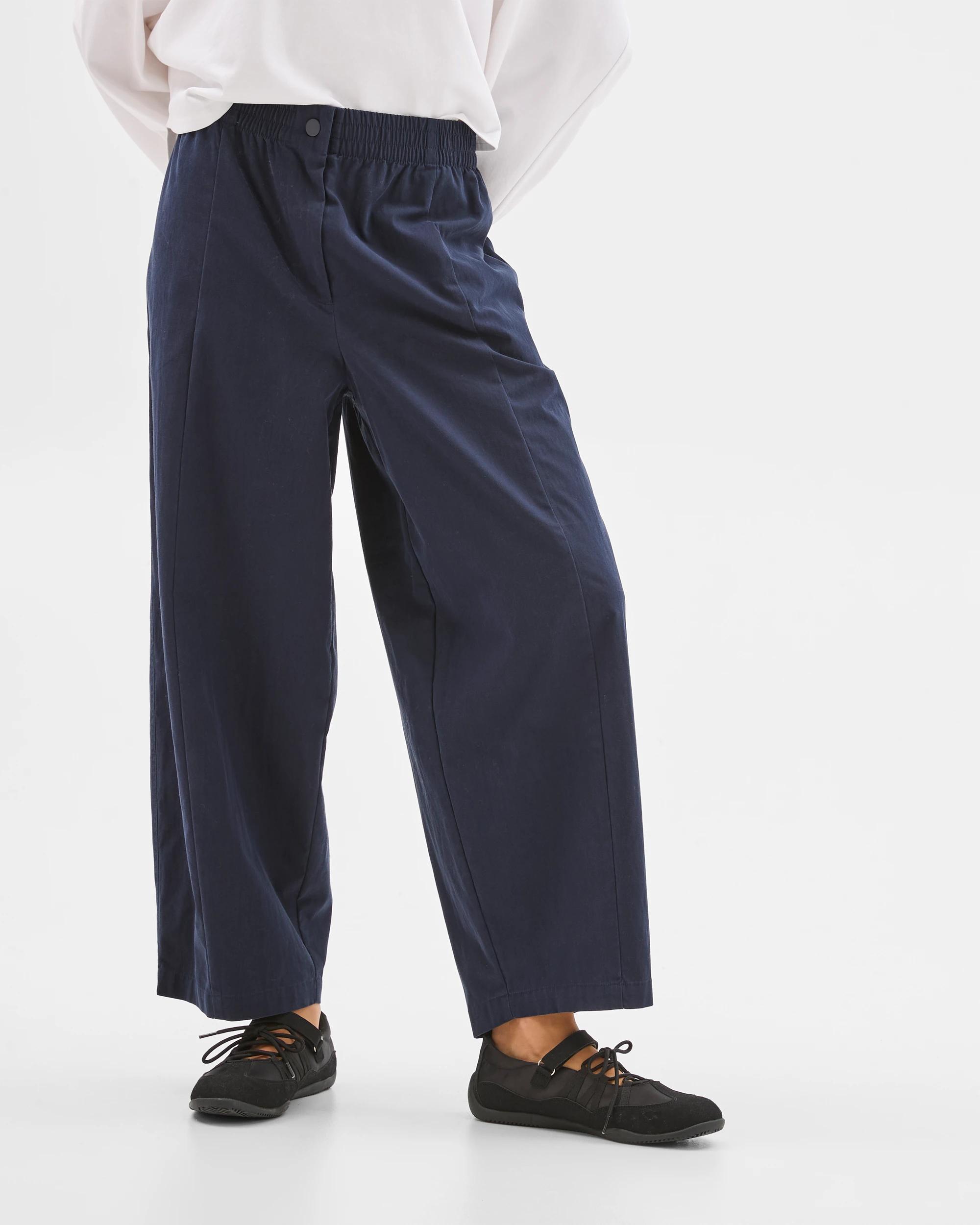 5 Lily Loves Australian Cotton Blend Pull On Pleat Pants DEEP NAVY, 5 of 5