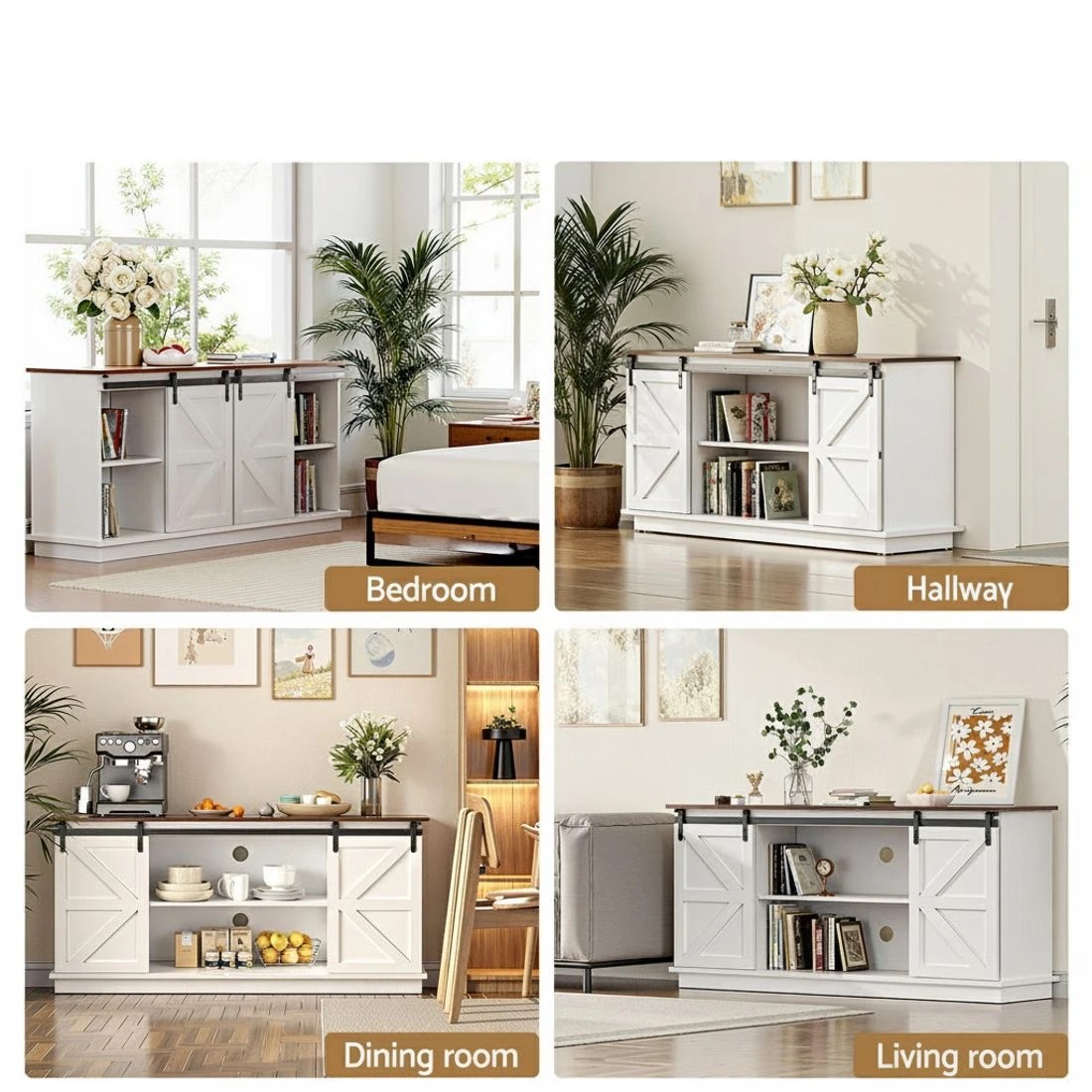 4 Artiss Buffet Sideboard Storage Cabinet Kitchen Cupboard Sliding Doors - Multi, 4 of 4
