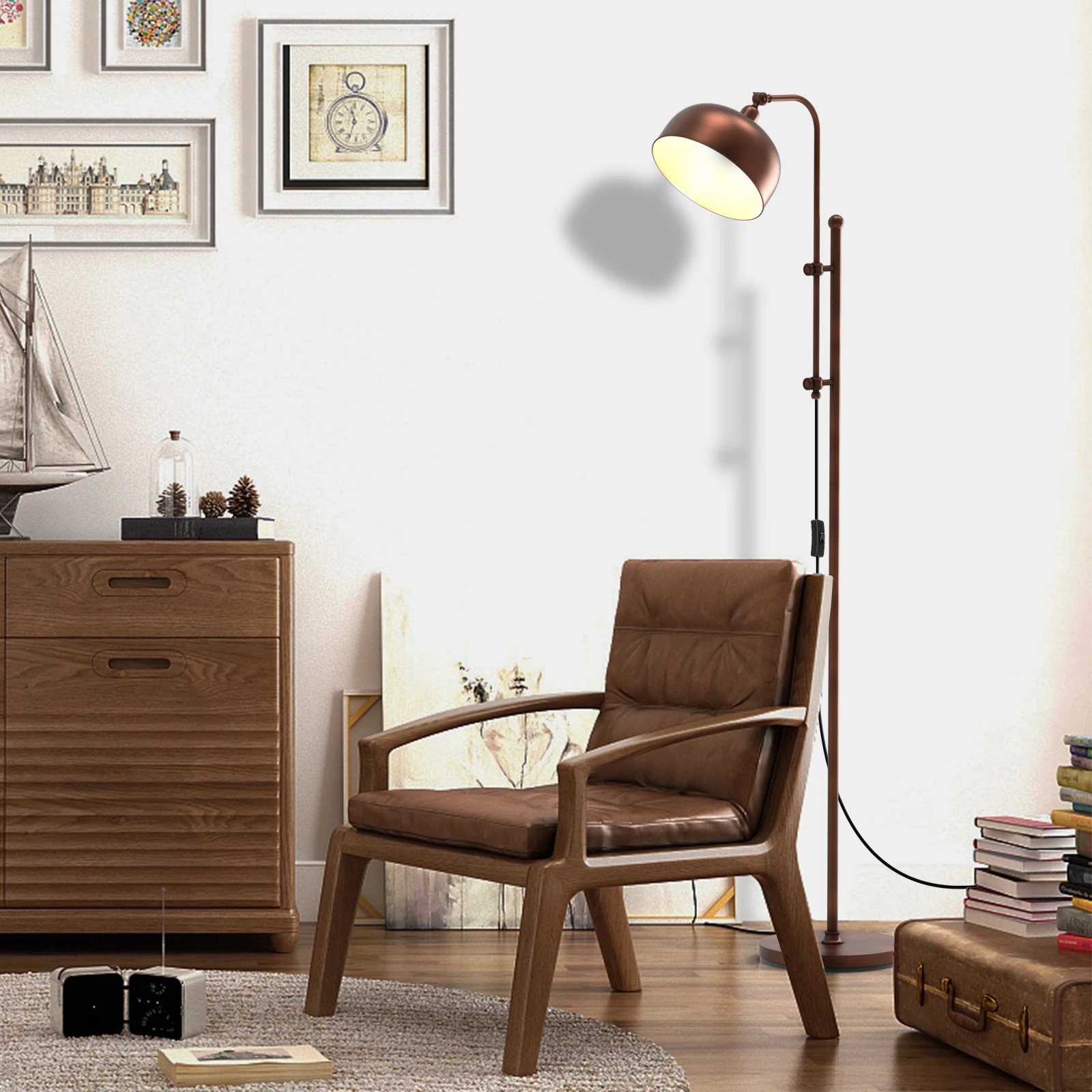 4 Costway Industrial Floor Lamp Height Adjustable Free-standing Lamp, 4 of 5
