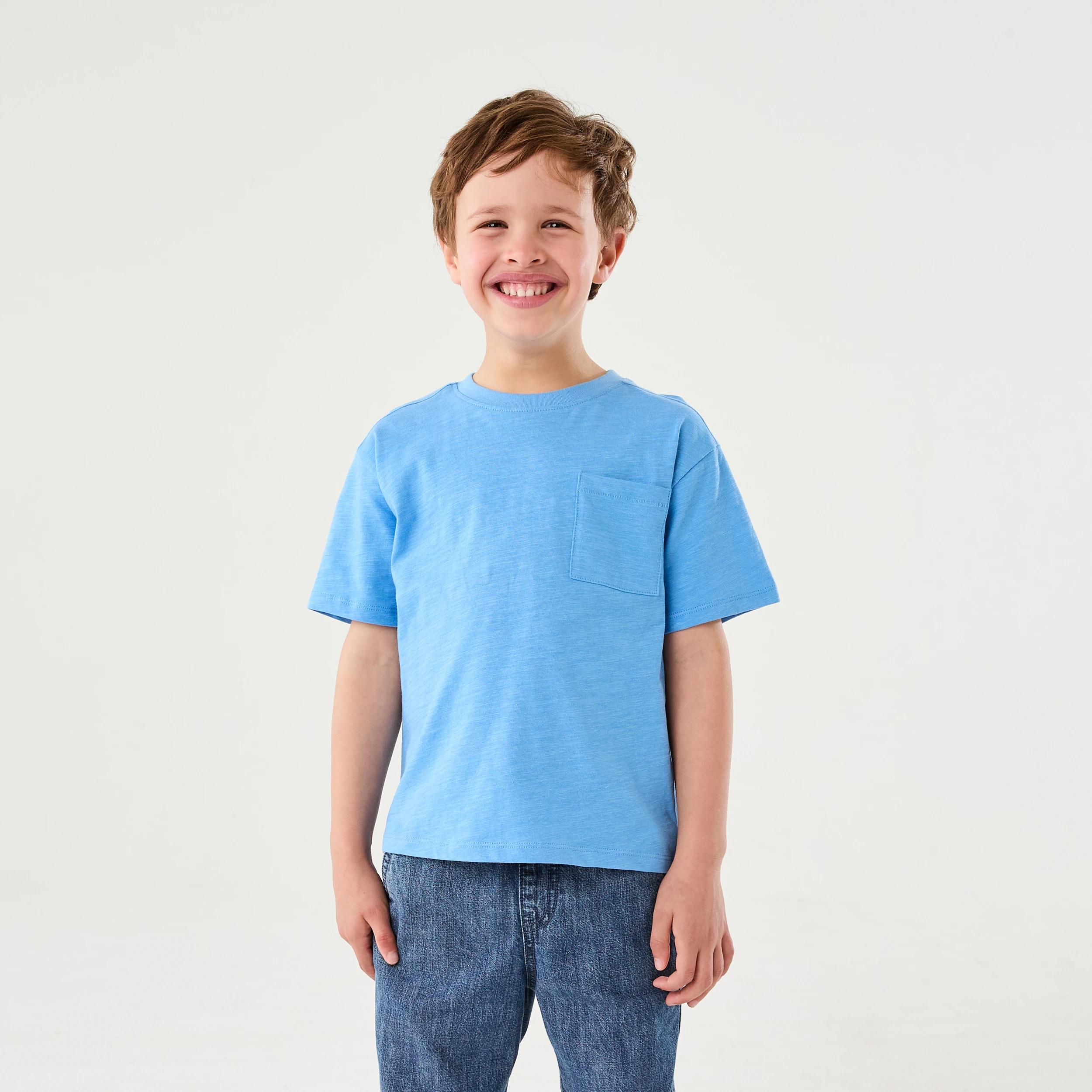 1 Plain Cotton T-shirt SILVER LAKE BLUE, 1 of 6
