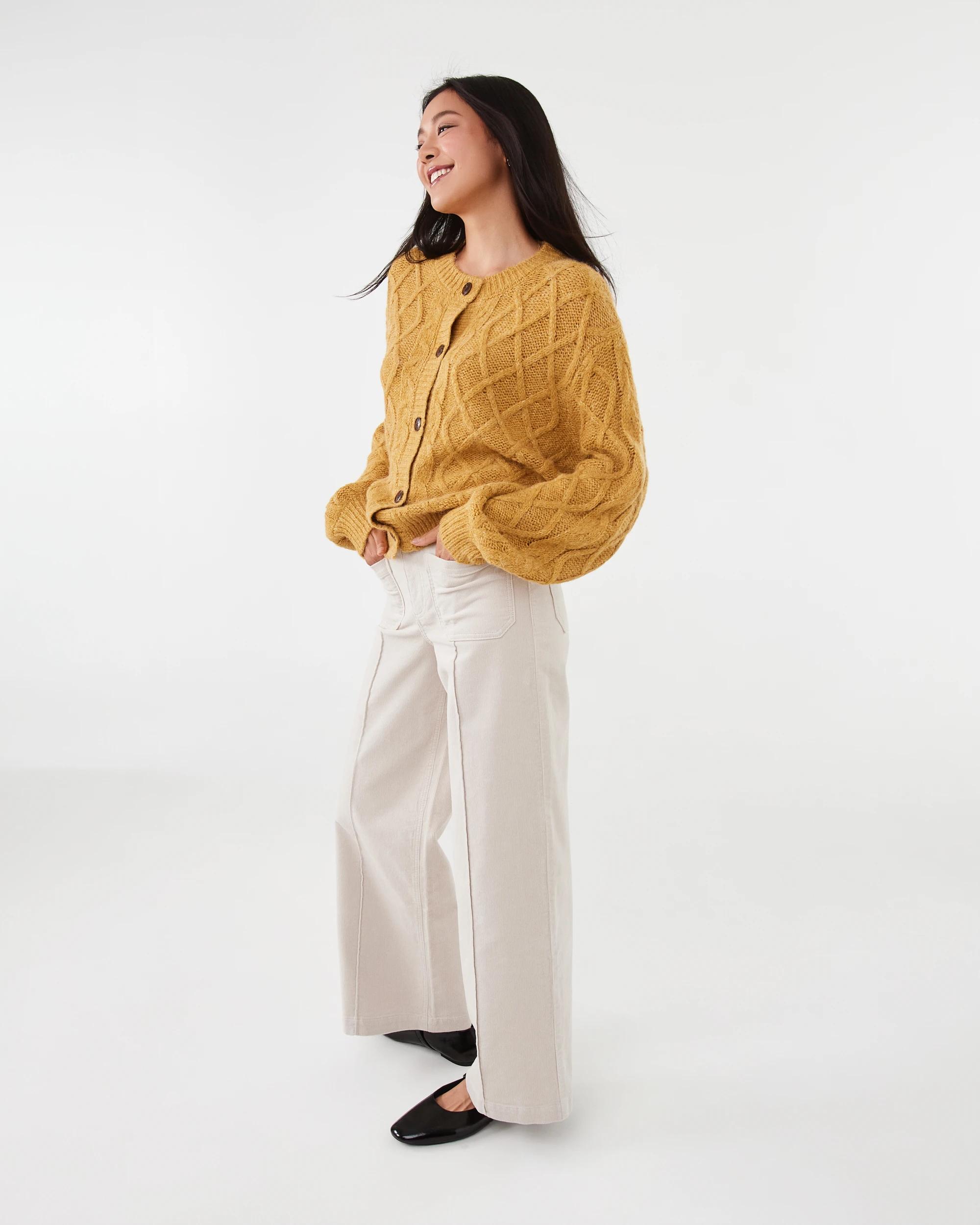 3 Cable Cardigan Yllw Brass, 3 of 7