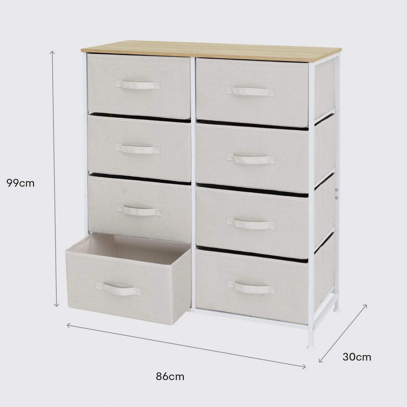 4 Linen Look 8 Drawer Chest - Beige, 4 of 4