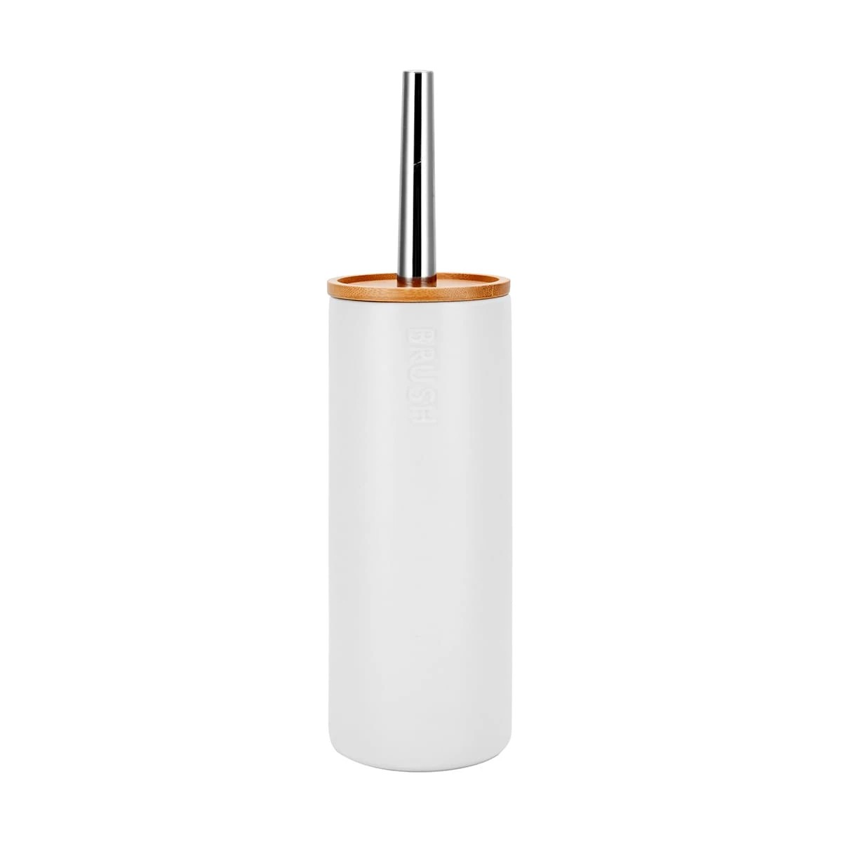 2 Bamboo and White Toilet Brush Set, 2 of 3