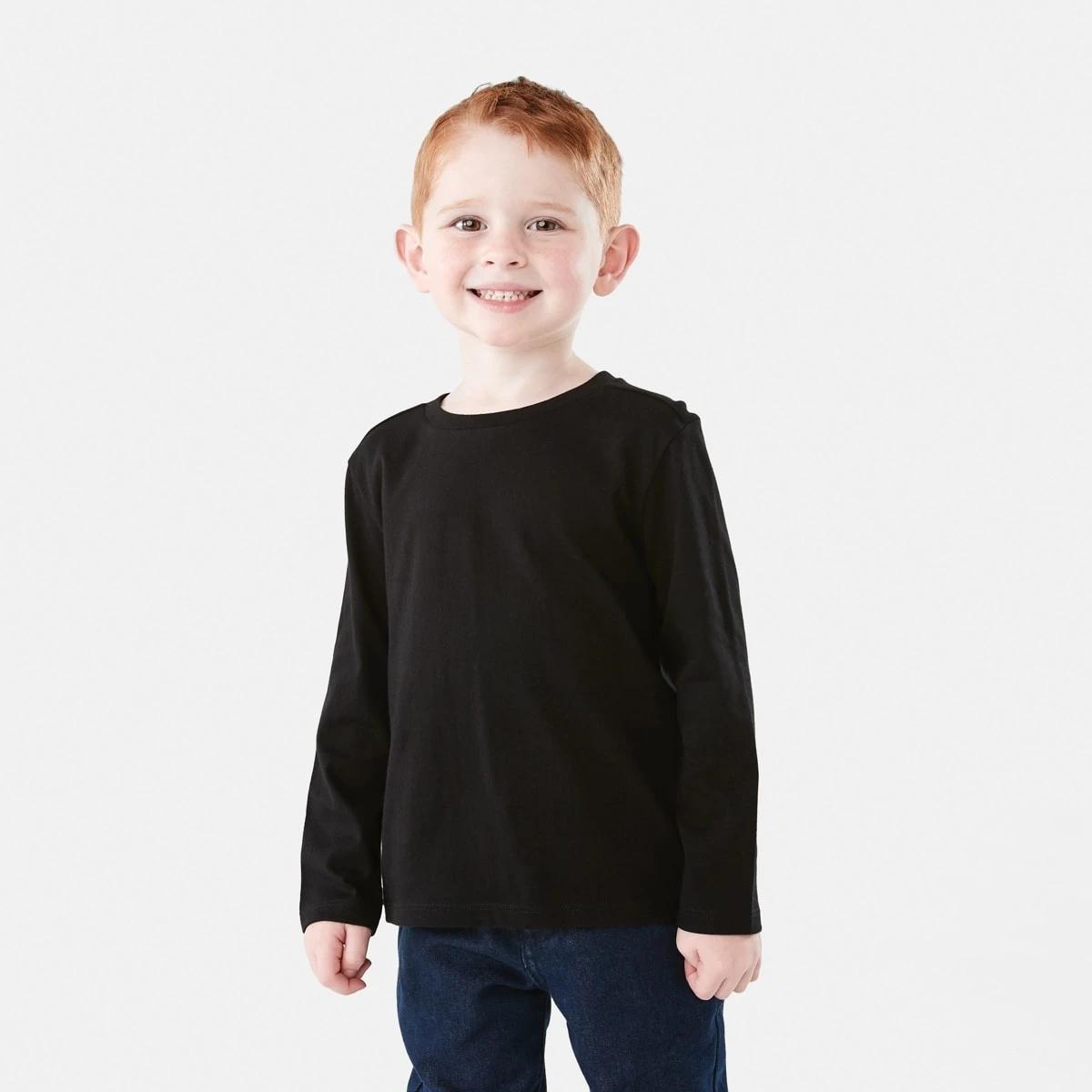 1 Long Sleeve Plain T-shirt Black, 1 of 8