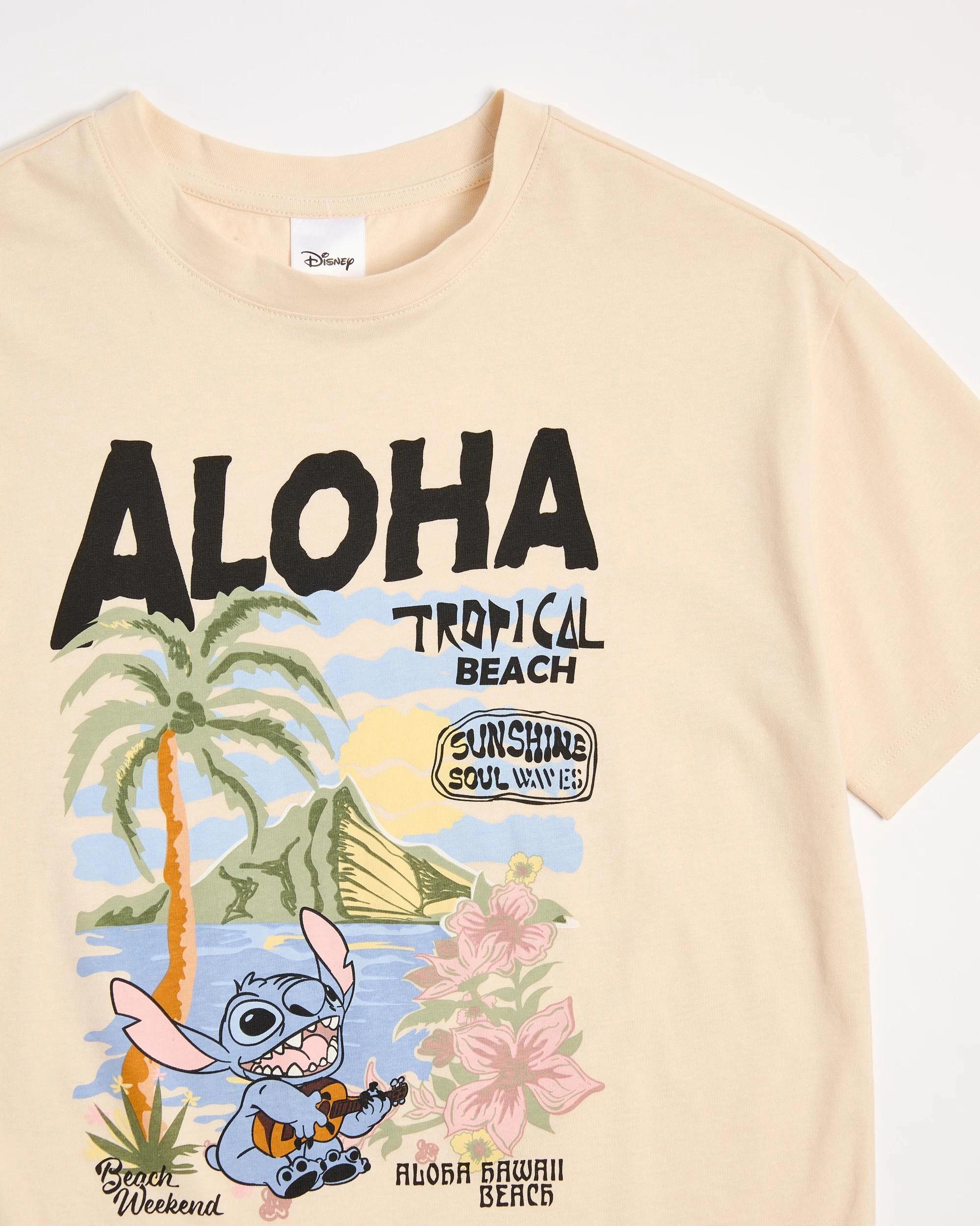 5 Australian Cotton Disney Lilo & Stitch T-shirt CREAM, 5 of 5