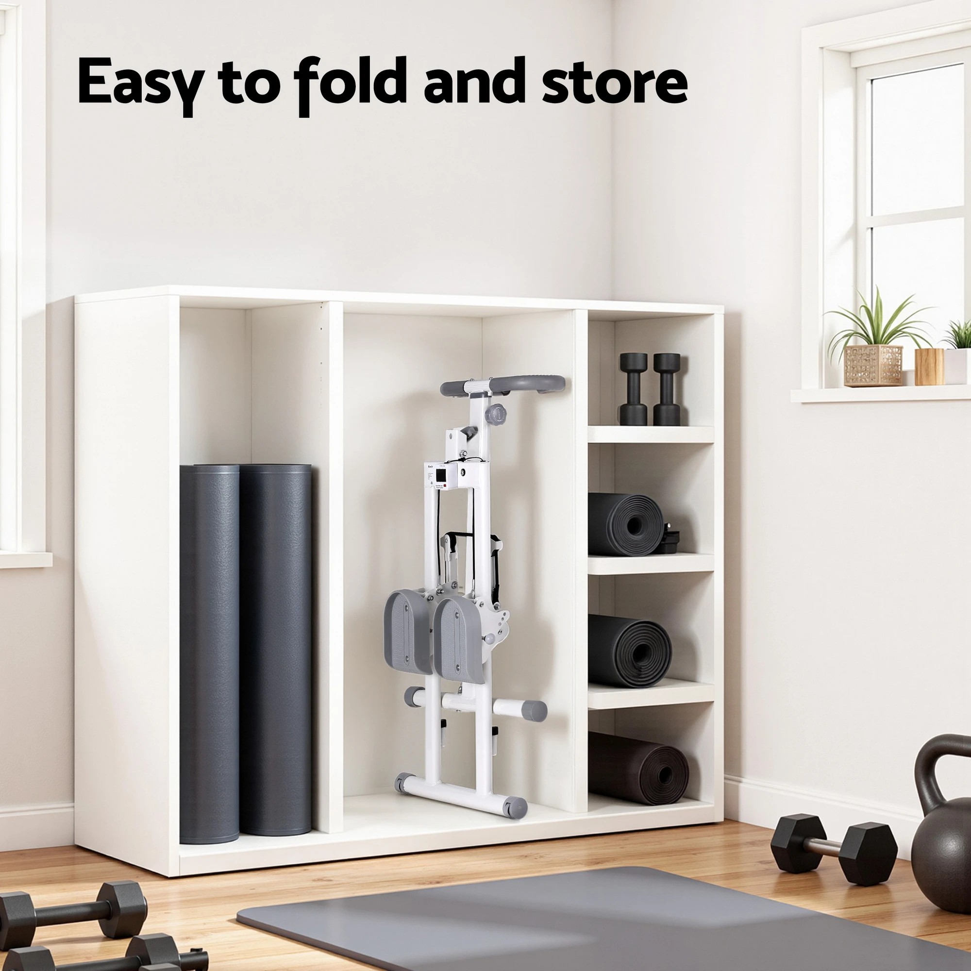 5 Everfit Step Machine Stair Climber for Home Gym Exercise Foldable LED Display Adjustable Handlebar - White, 5 of 5