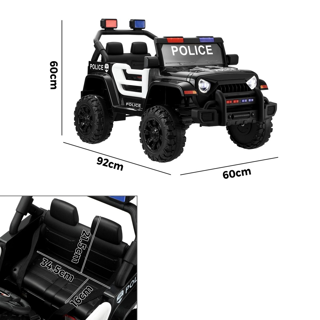 10 Mazam Kids Police Ride On Car Jeep 12v Electric Toy Remote Control Battery Cars
 - Multi, 10 of 10