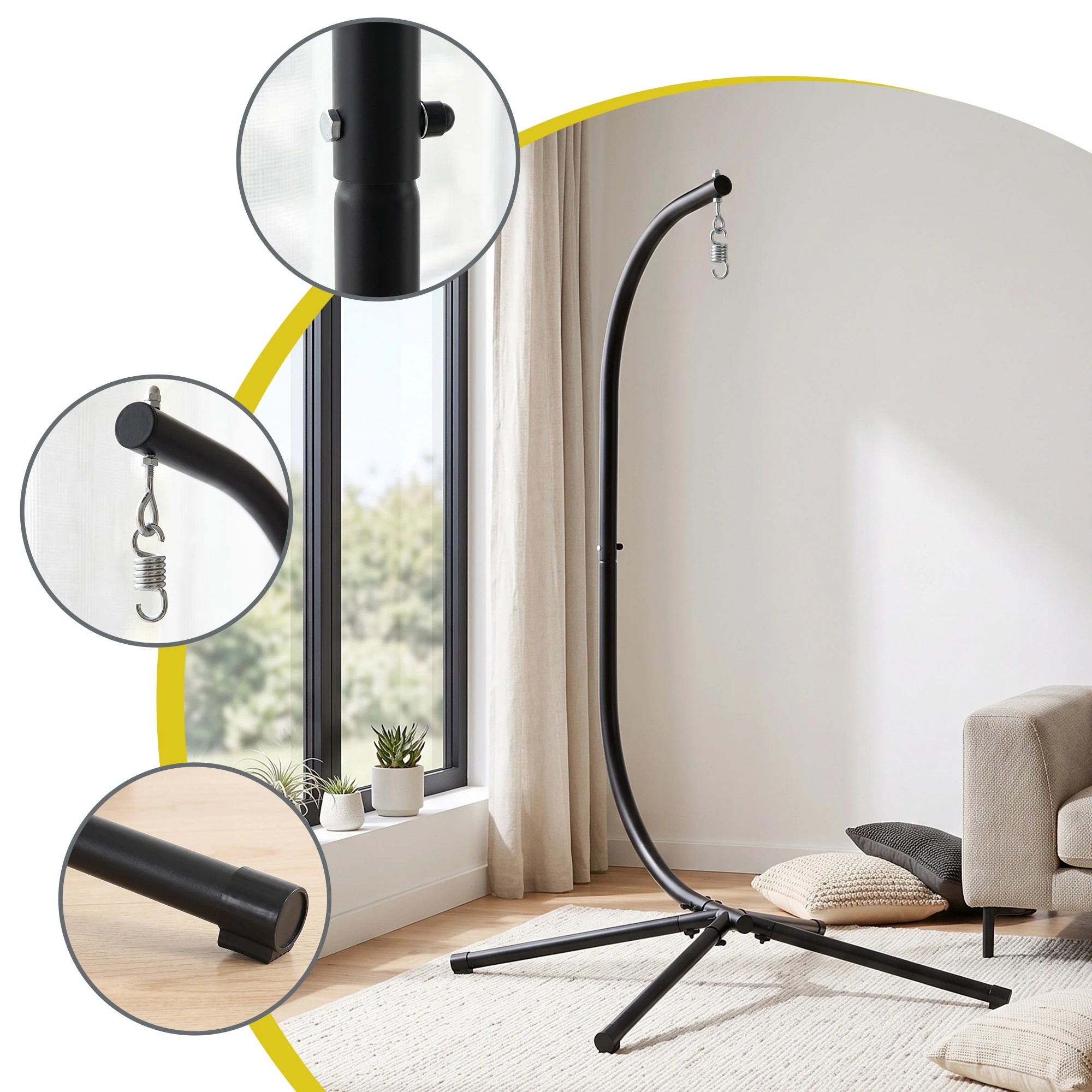 5 Gardeon Hammock Stand 120cmx195cm Metal Frame for Hanging Hammock Chairs Outdoor Furniture 150kg Capacity - Black, 5 of 8