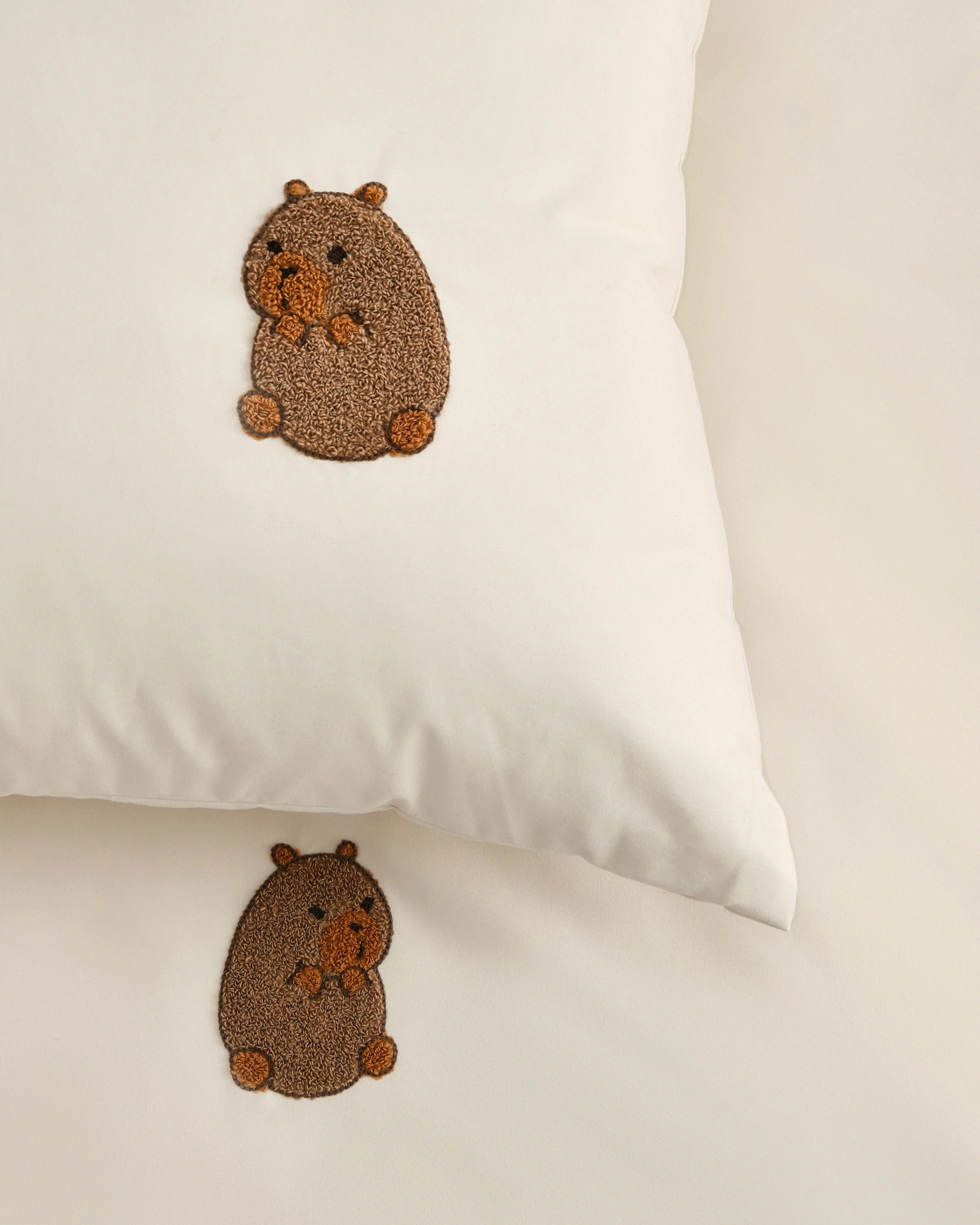 5 Jack & Ava Tofu the Capybara Embroidered Kids Quilt Cover Set - King Single Bed - Natural, 5 of 7