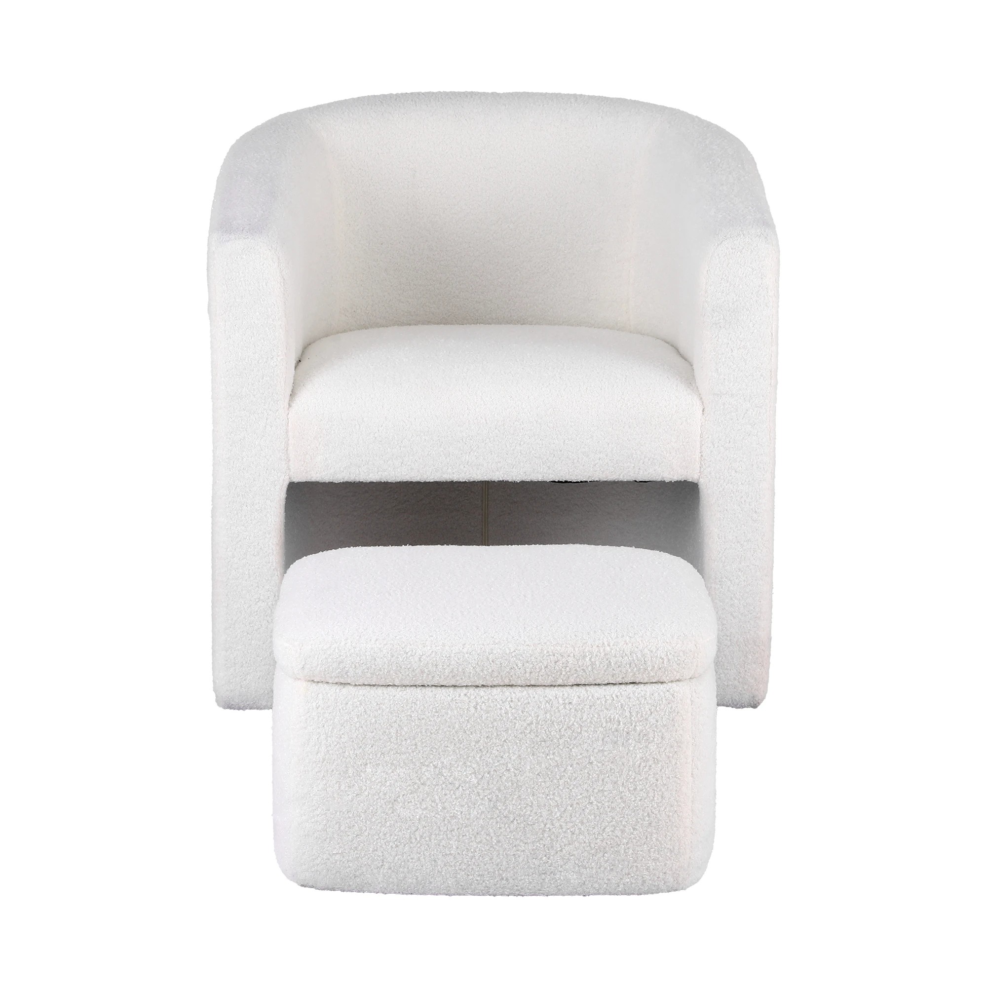 3 Artiss Armchair Accent Chair w/Ottoman Lounge Footrest Storage Boucle - White, 3 of 3