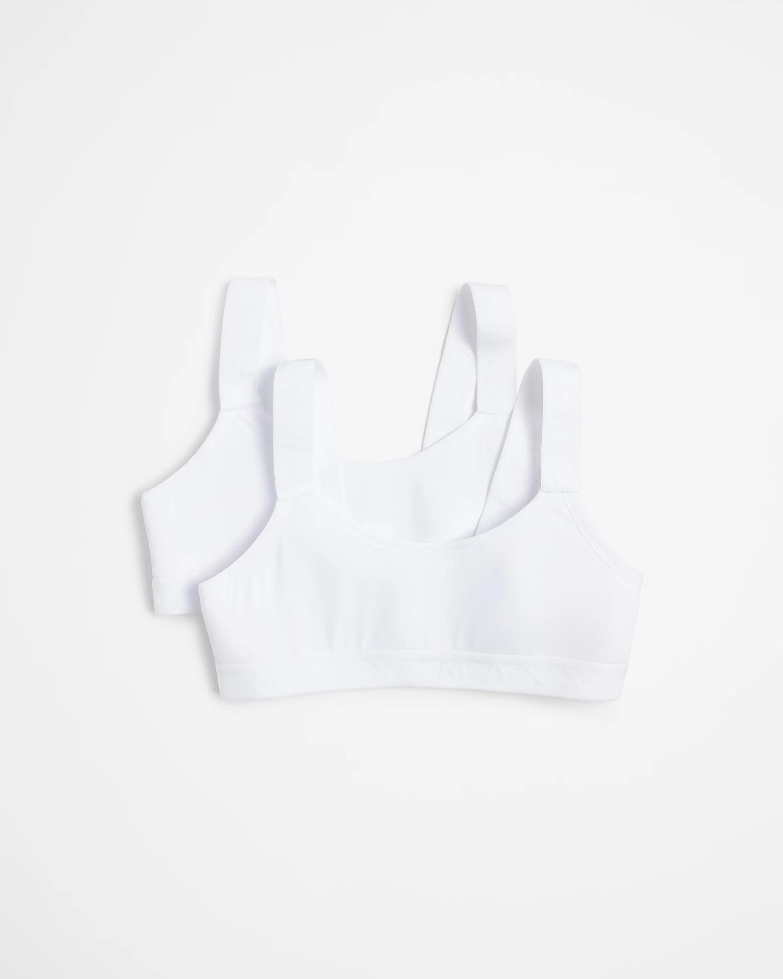 1 Girls Maxx 2 Pack Micro Performance Crop Tops WHITE, 1 of 2