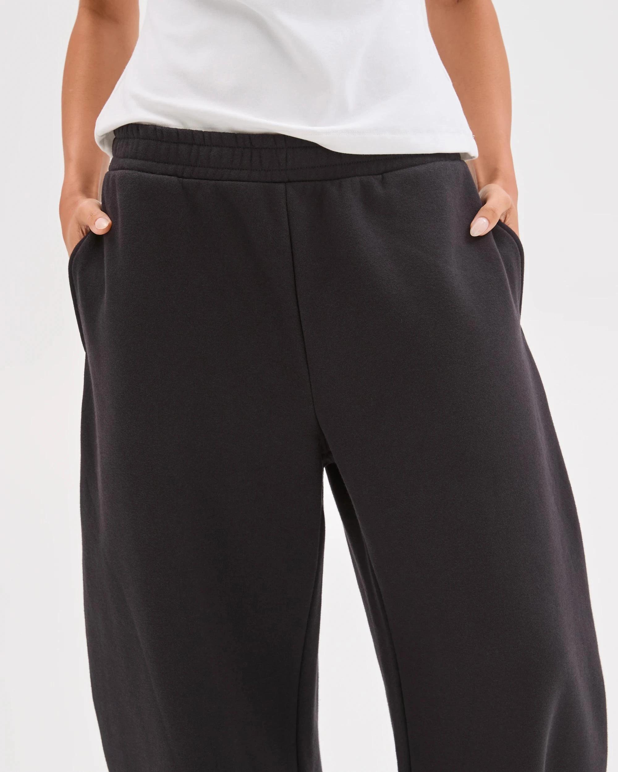 7 Lily Loves Australian Cotton Blend Bow Leg Trackpants BLACK, 7 of 7