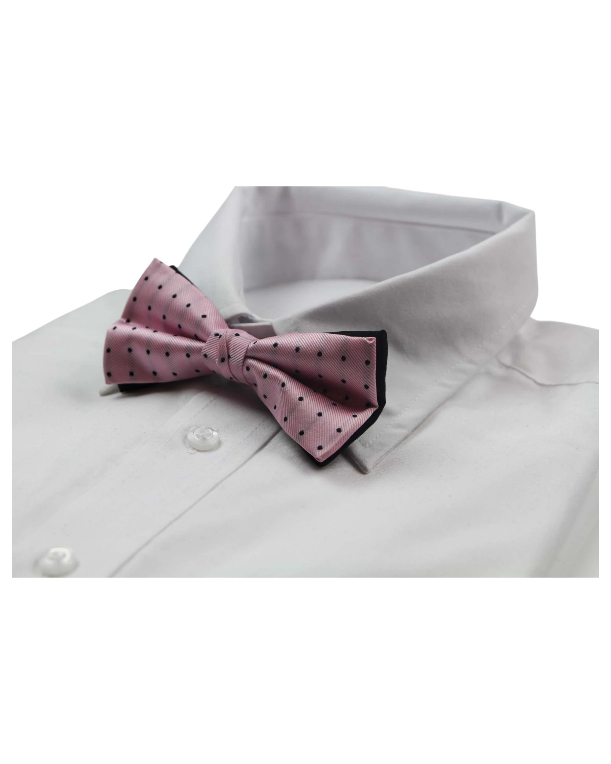 1 Zasel Mens Pink With Black Polka Dot Patterned Bow Tie - Multi, 1 of 4
