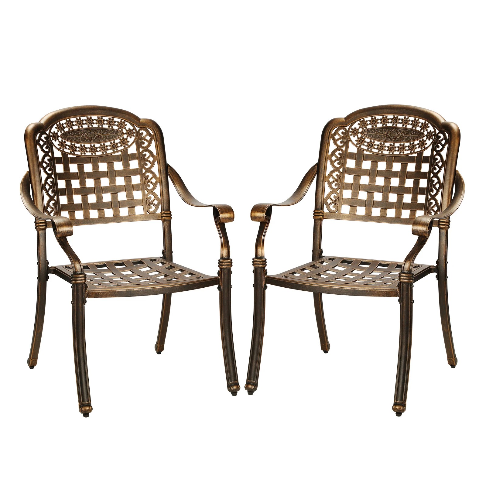 1 Livsip Outdoor Furniture Dining Chairs Cast Aluminium Garden Patio Chairs X2
 - Bronze, 1 of 10