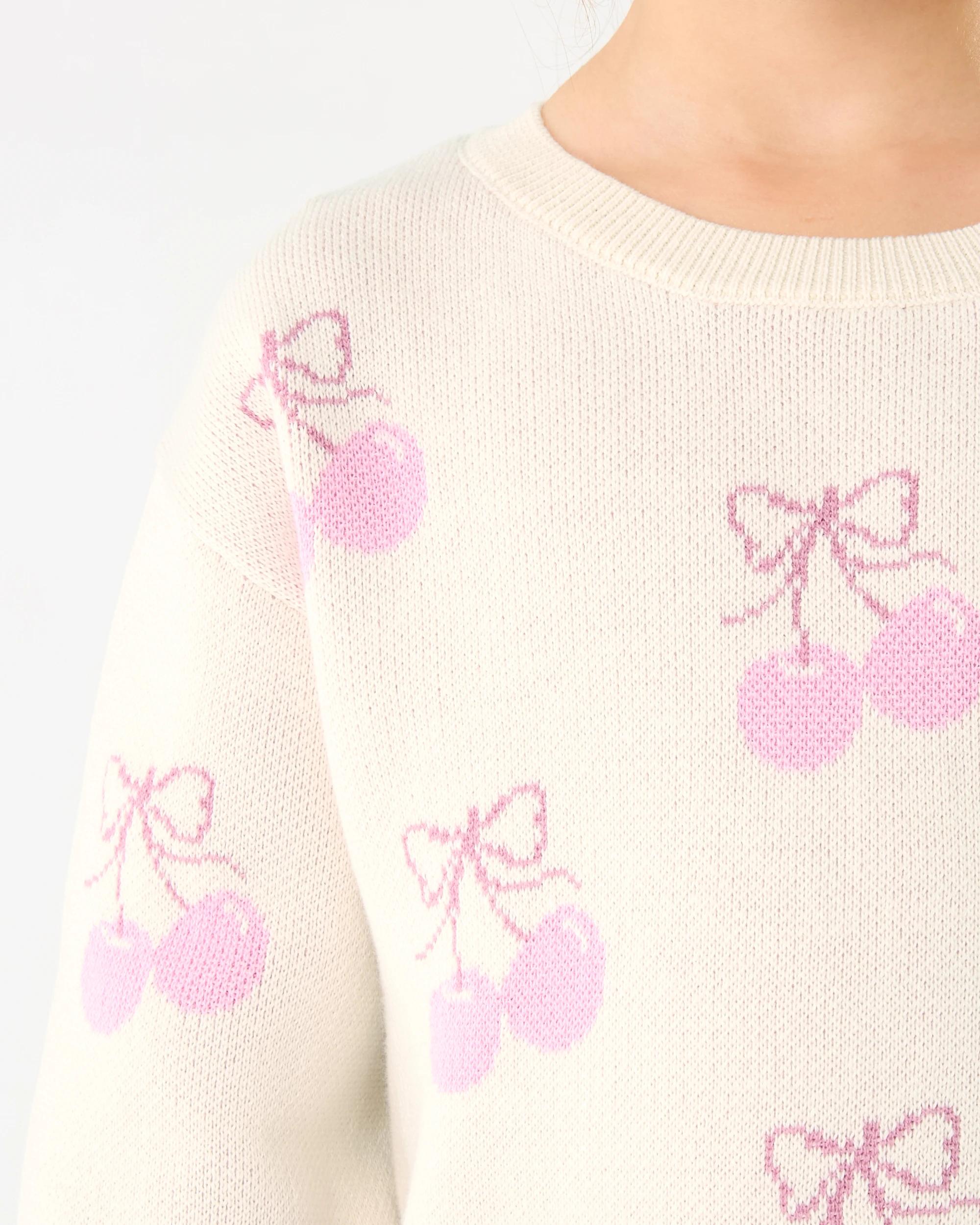 5 Jacquard Knit Jumper Bge Cherry, 5 of 8