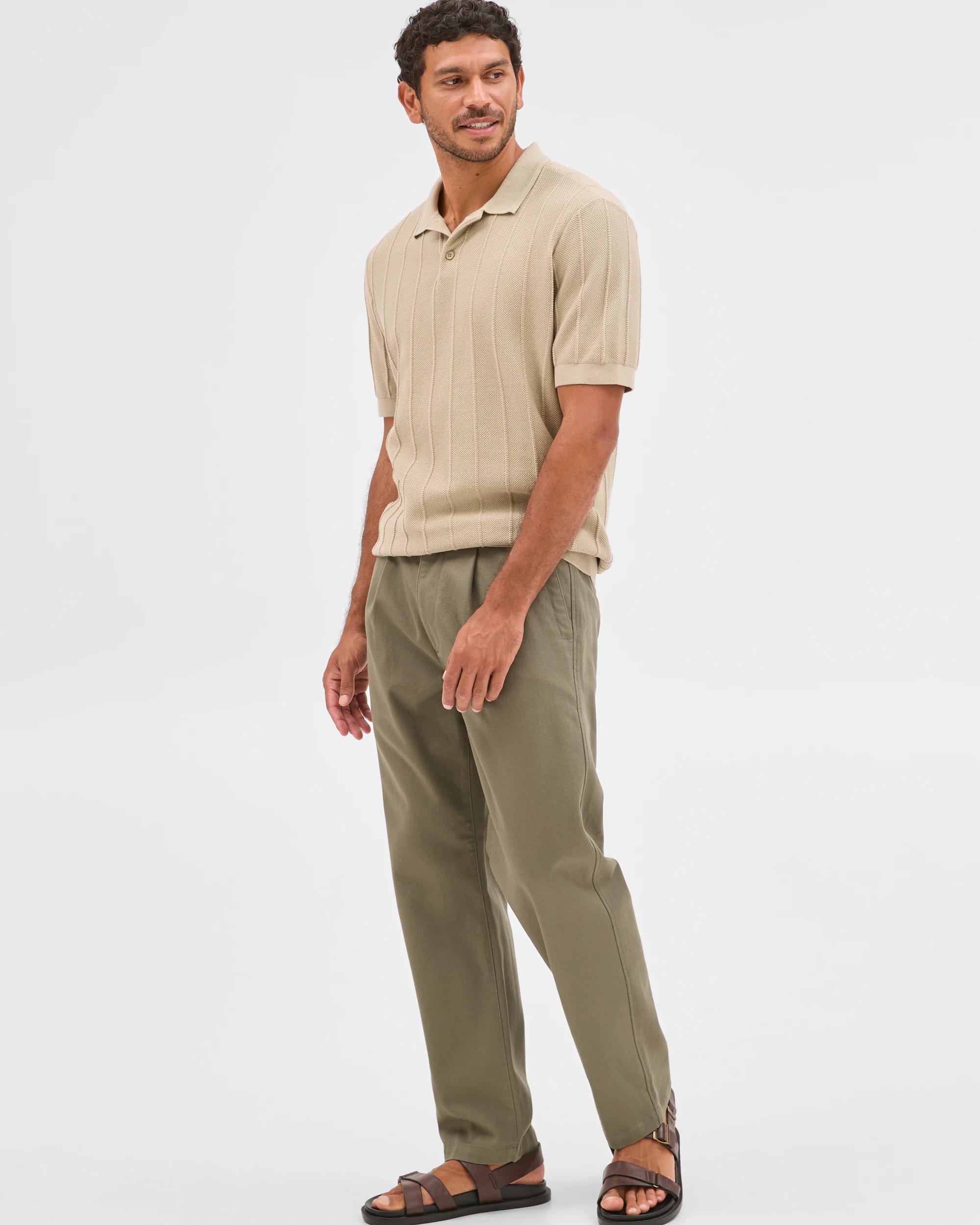 5 Target Man Australian Cotton Pleated Textured Chino Pants ARMY, 5 of 8