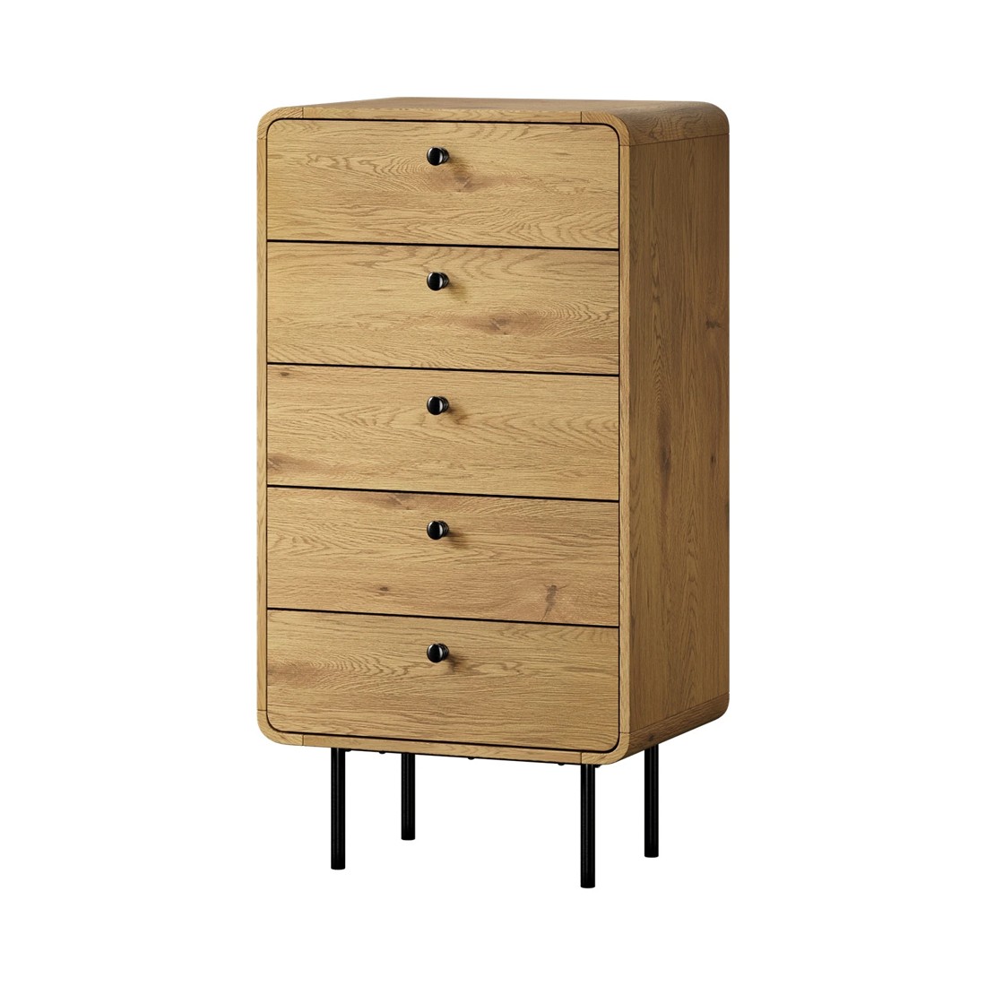 1 Oikiture 5 Chest Of Drawers Tallboy Storage Cabinet Dresser
 - Natural, 1 of 10