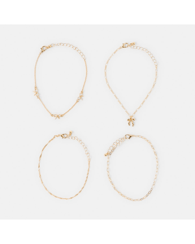 4 Pack Bow Bracelets - Gold 