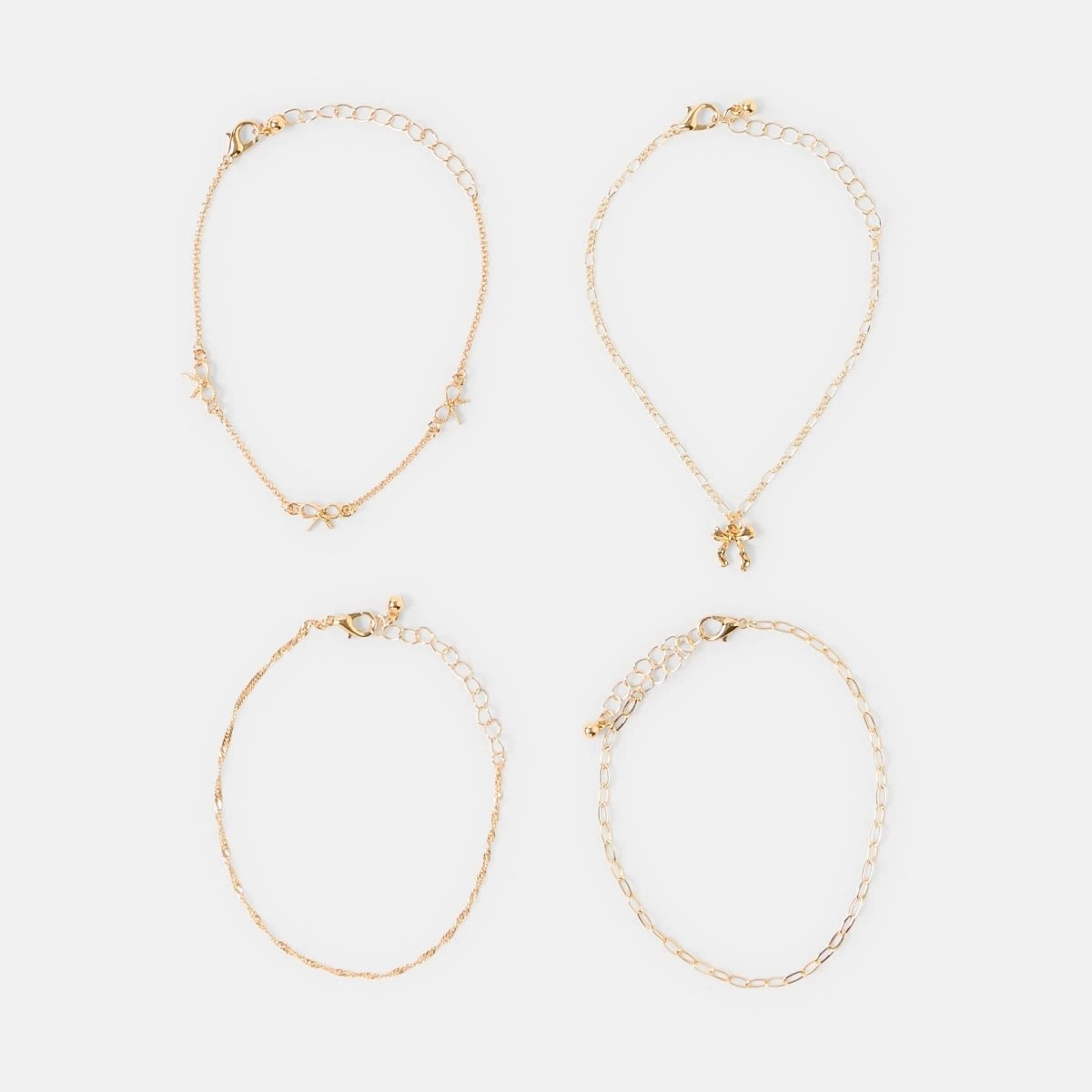 1 4 Pack Bow Bracelets - Gold Tone, 1 of 7