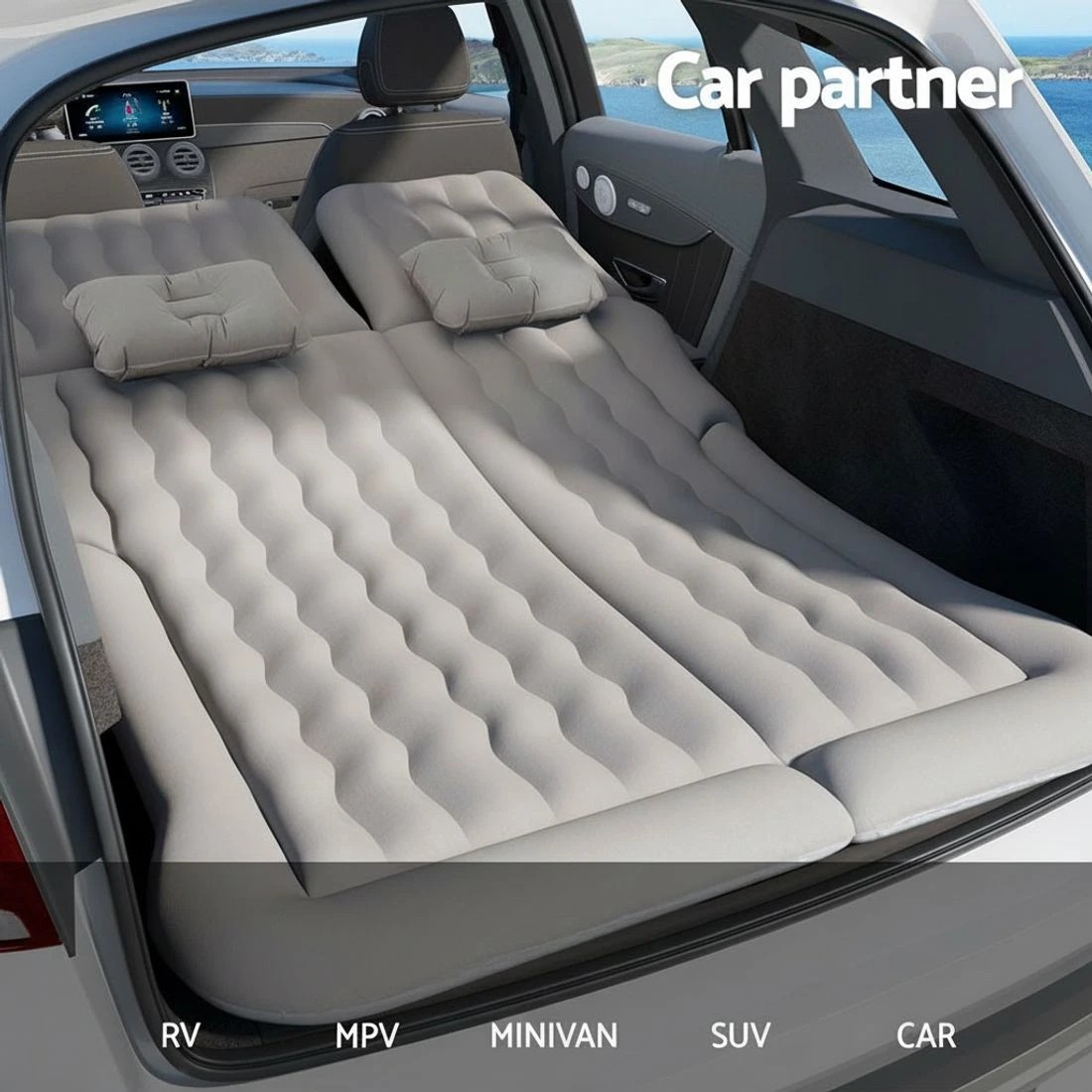 4 Weisshorn Car Mattress 175x130 Inflatable SUV Back Seat Camping Bed - Grey, 4 of 6