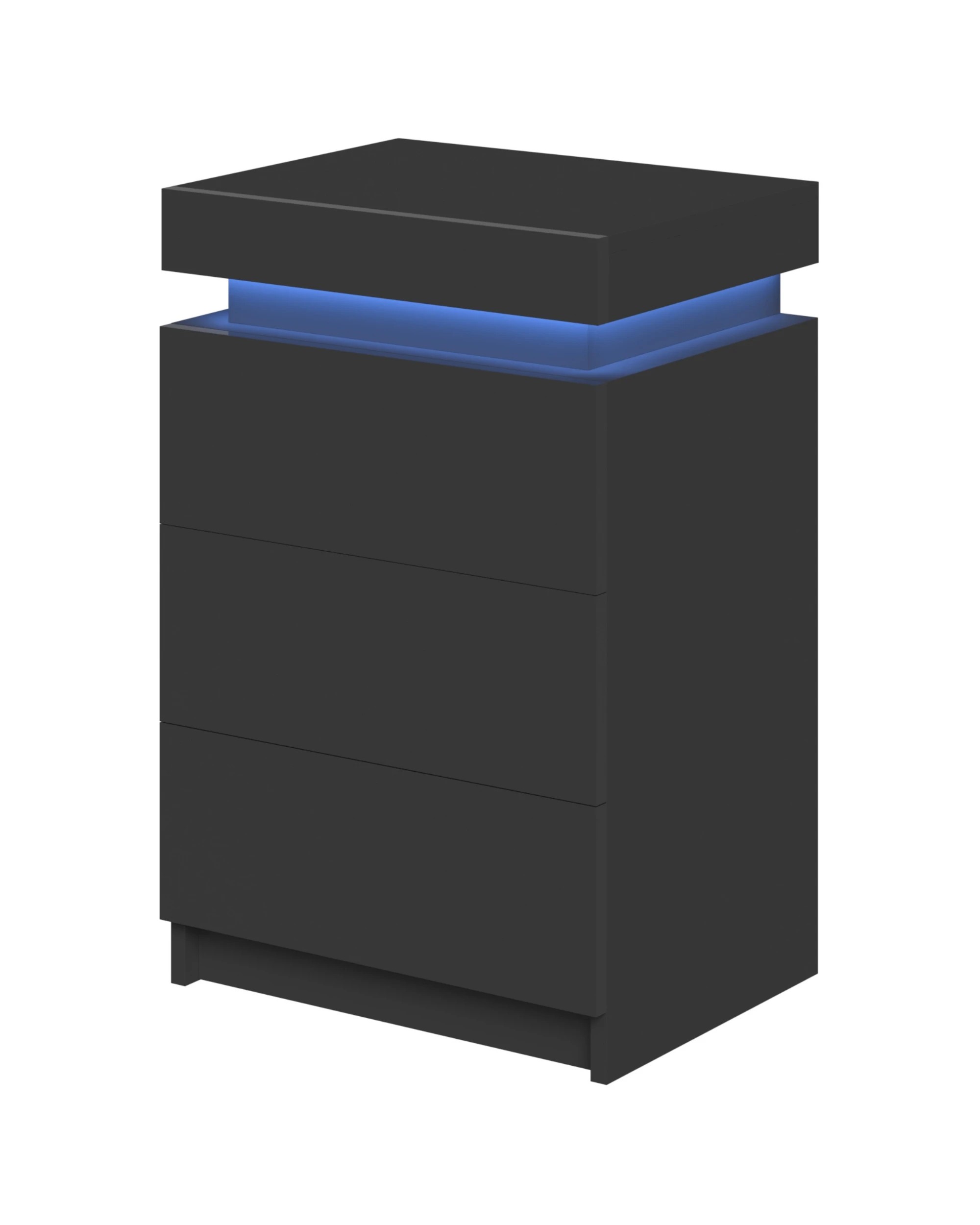 1 Advwin Led Nightstand with 3 Drawers Hidden Storage - Black, 1 of 9